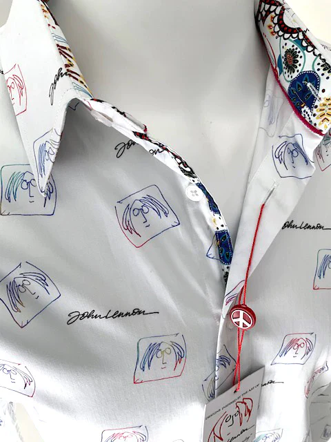 JOHN LENNON Mens Lennon Long Sleeve Shirt - White - Image 9