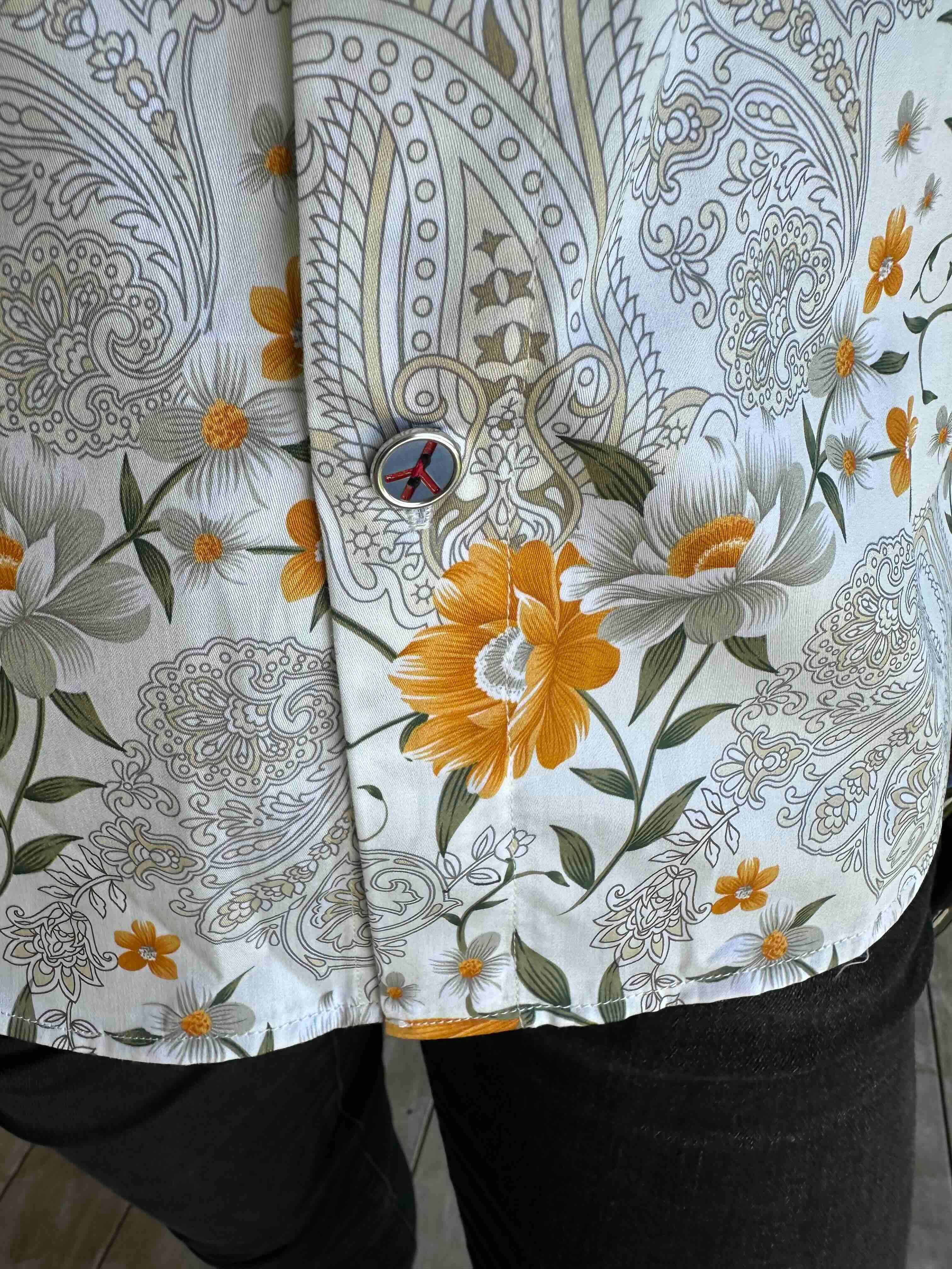 JOHN LENNON Mens Lewes Short Sleeve Paisley Shirt in Amber - Image 9