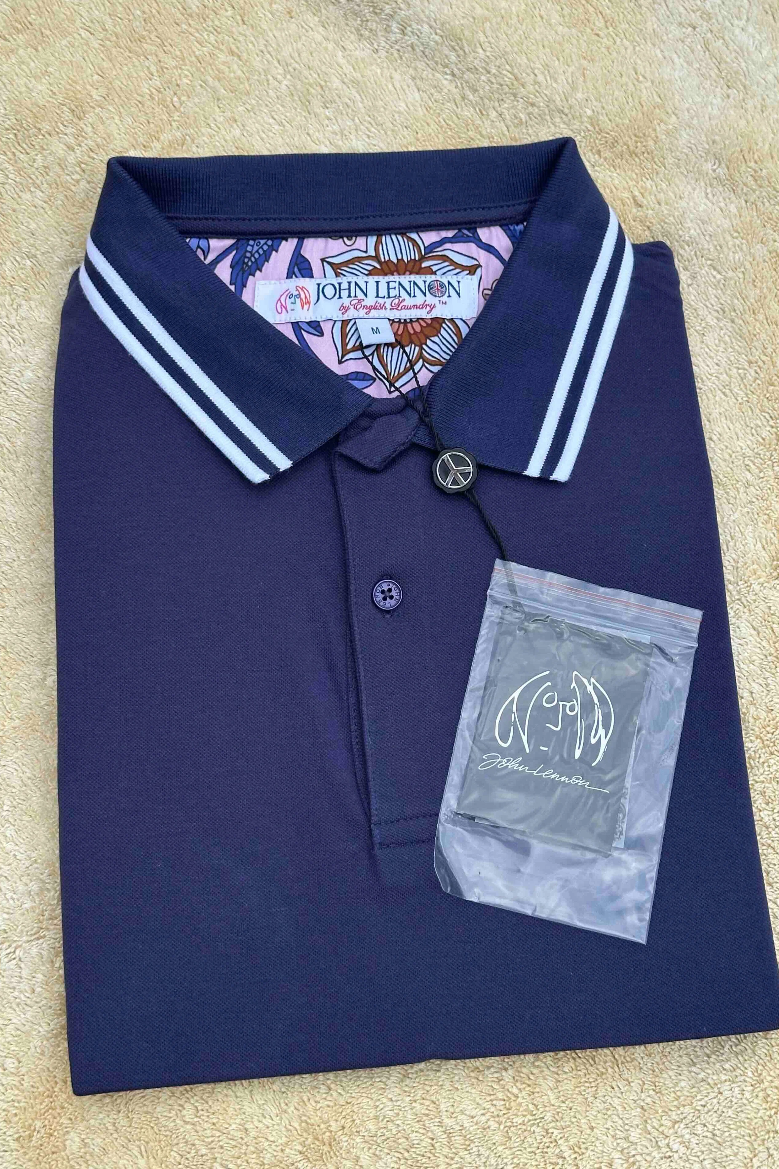 JOHN LENNON Mens Liam Polo Shirt in Navy - Image 2