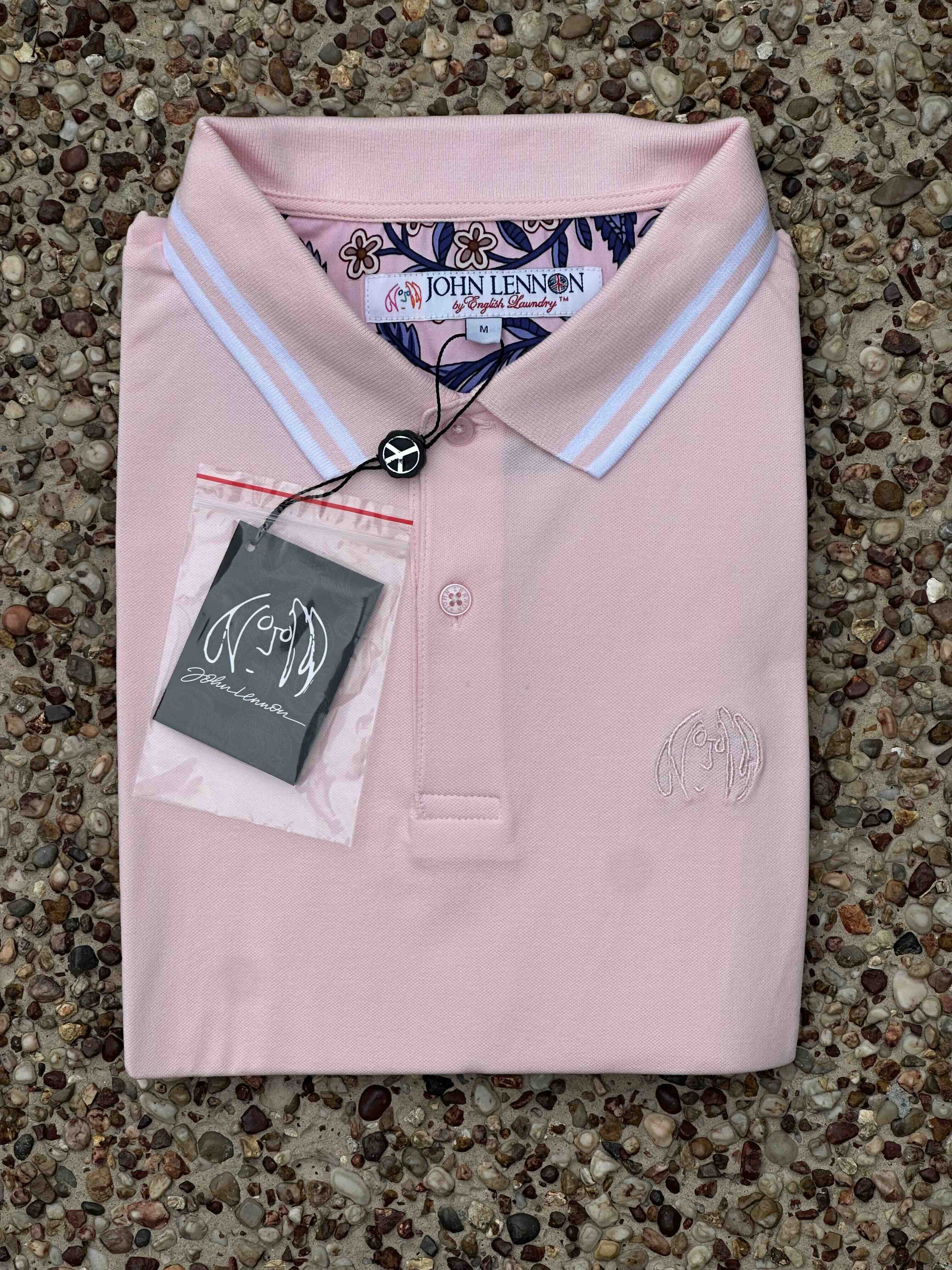 JOHN LENNON Mens Liam Polo Shirt in Pink - Image 4
