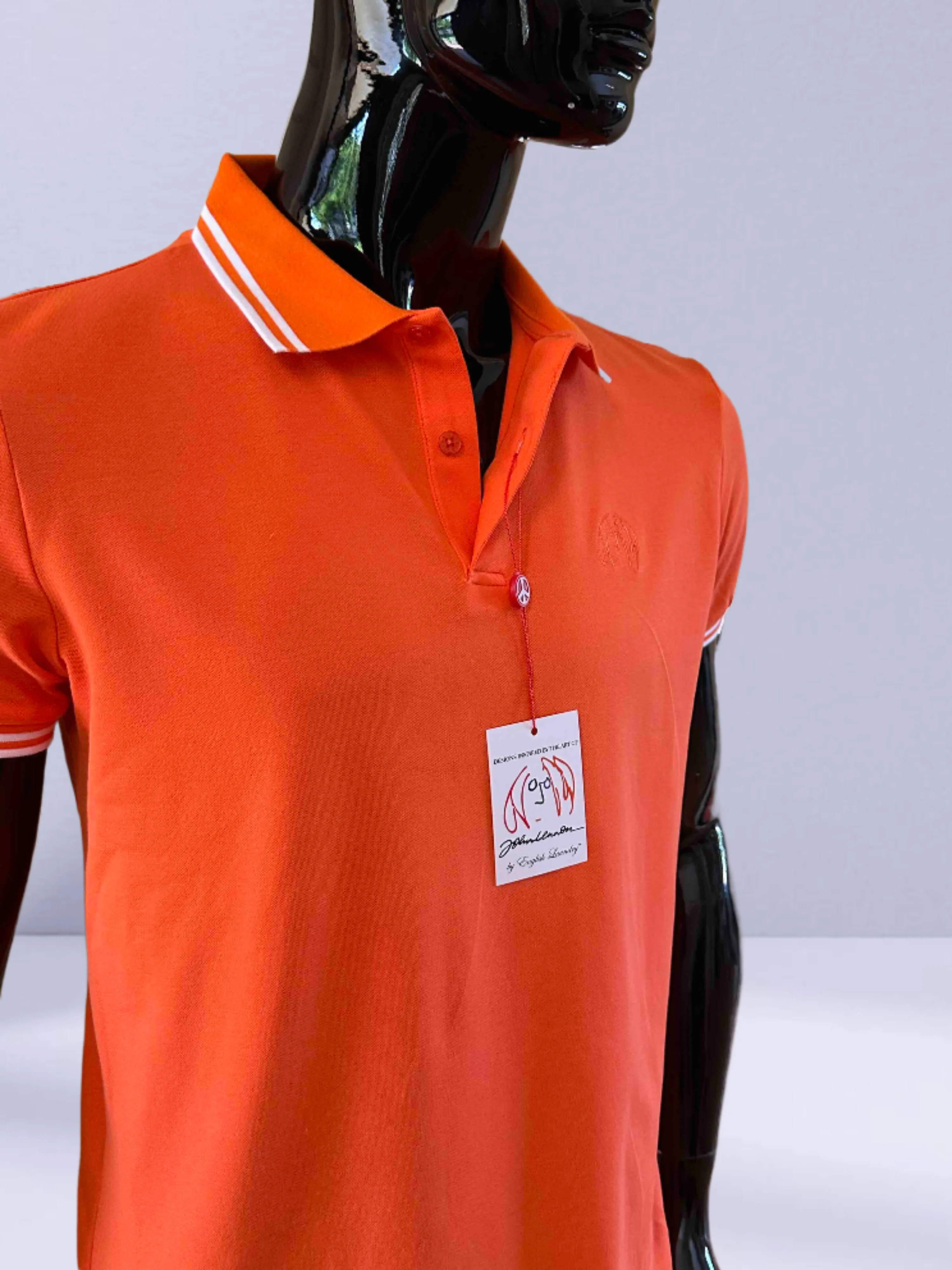 JOHN LENNON Mens Liam Polo Shirt - Orange - Image 3