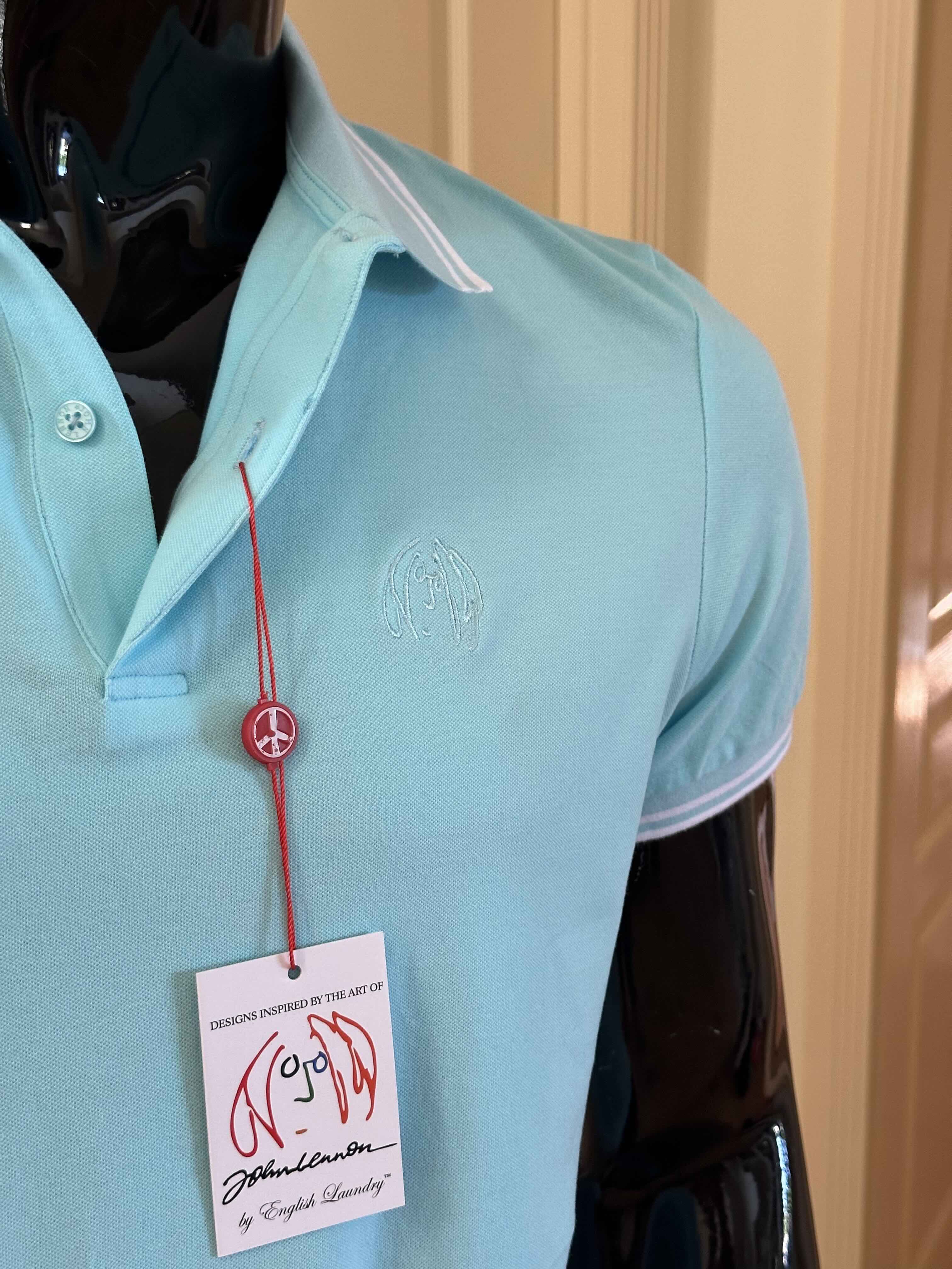 JOHN LENNON Mens Liam Polo Shirt - Turquoise - Image 2