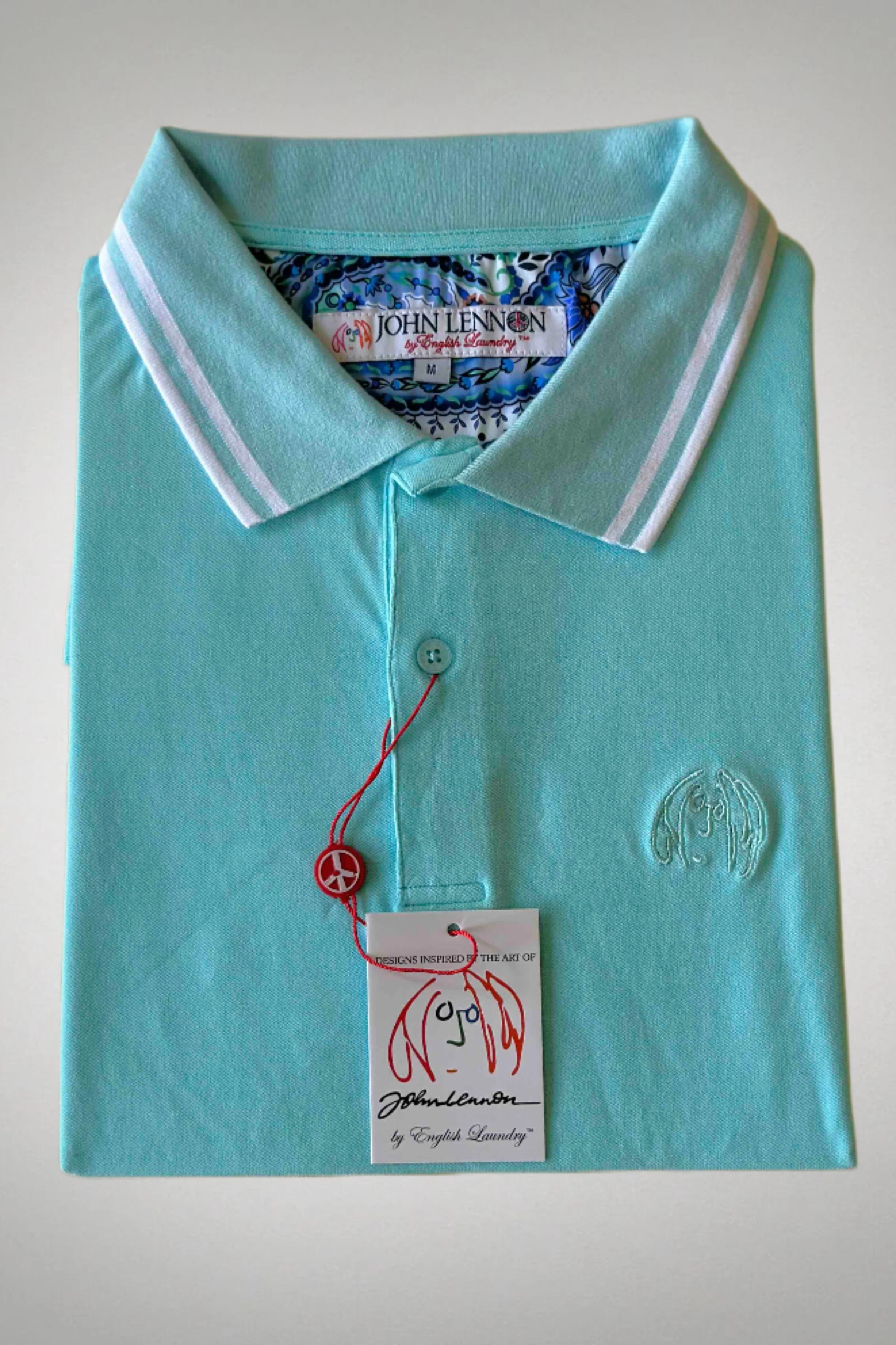 JOHN LENNON Mens Liam Polo Shirt - Turquoise - Image 3