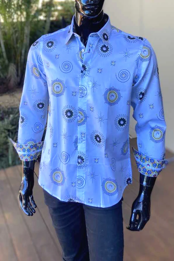 JOHN LENNON Mens Lindisfarne Shirt - Sky Blue - Image 10