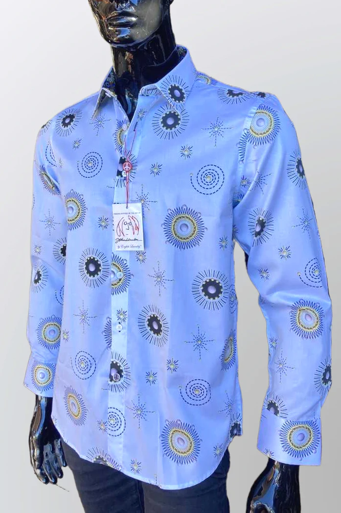 JOHN LENNON Mens Lindisfarne Shirt - Sky Blue - Image 3