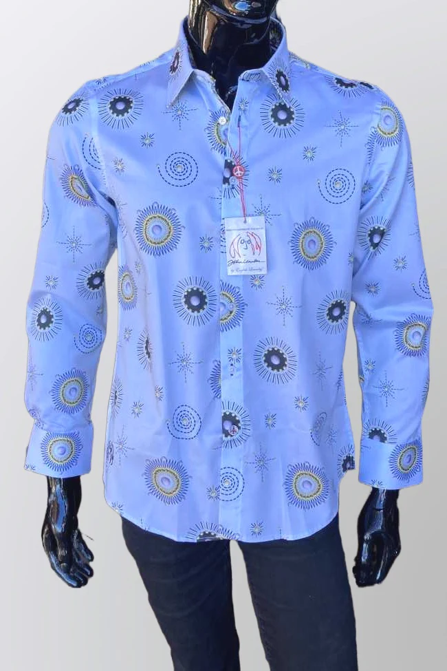 JOHN LENNON Mens Lindisfarne Shirt - Sky Blue - Image 4