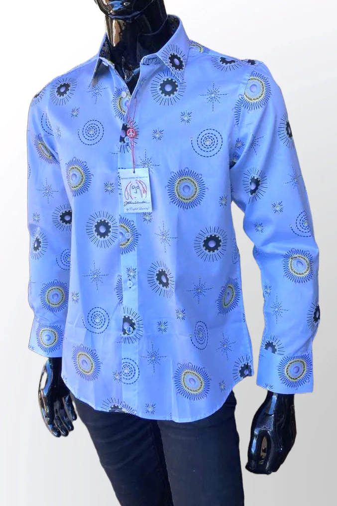 JOHN LENNON Mens Lindisfarne Shirt - Sky Blue - Image 8