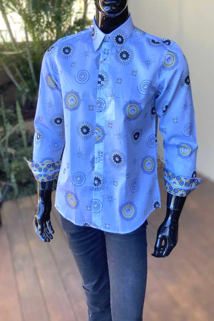 JOHN LENNON Mens Lindisfarne Shirt - Sky Blue - Image 9