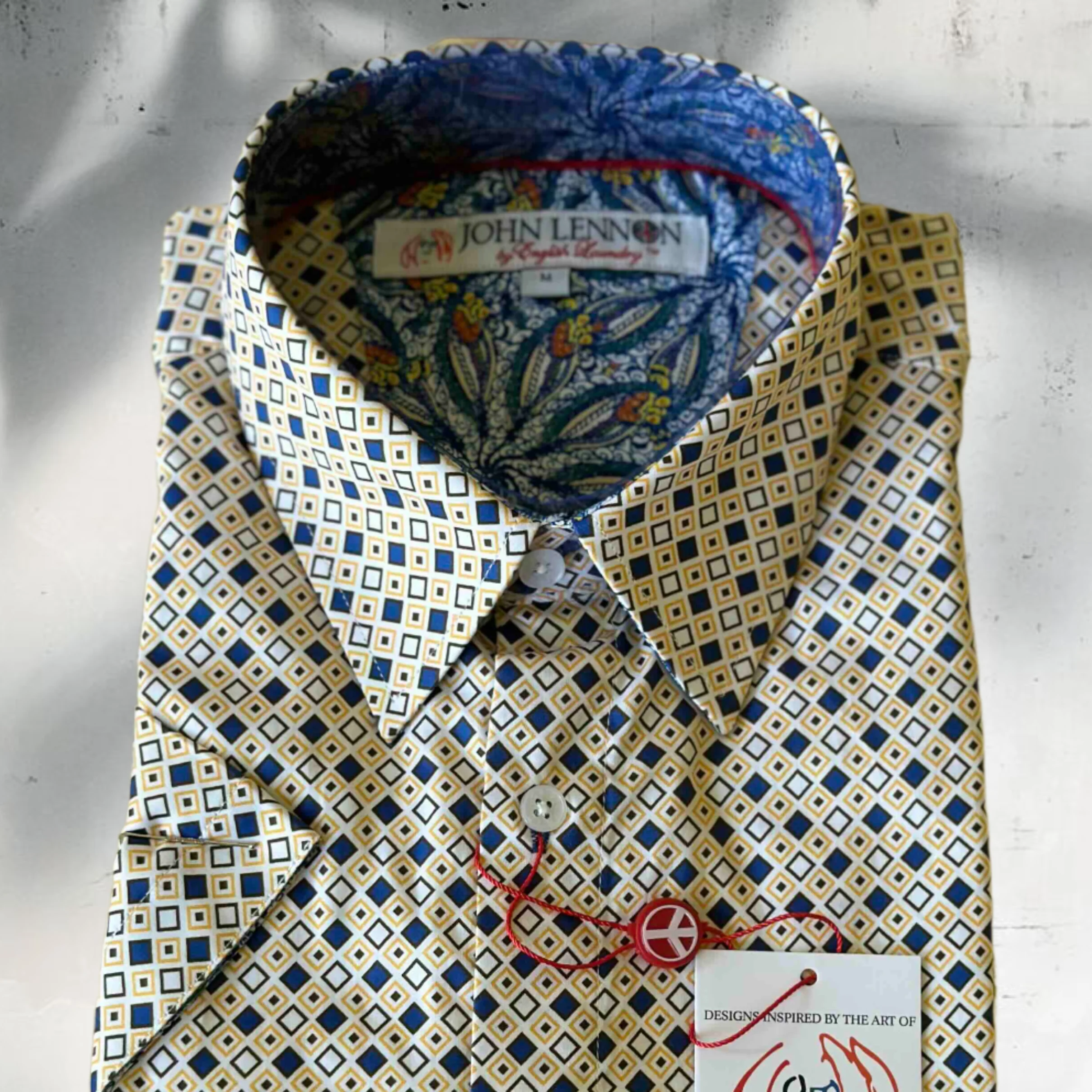 JOHN LENNON Mens Lye Short Sleeve Shirt - Ecru - Image 7