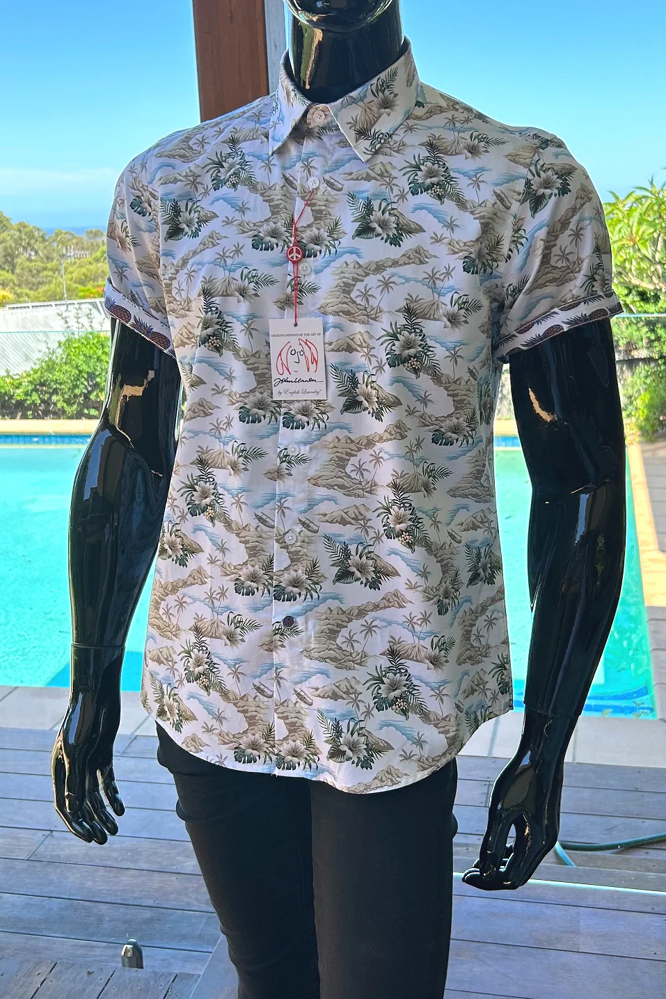 JOHN LENNON Mens Meadow Short Sleeve Hawaiian Shirt White