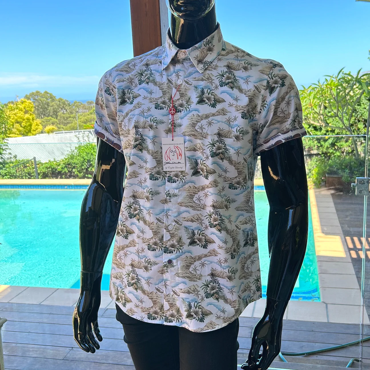 JOHN LENNON Mens Meadow Short Sleeve Hawaiian Shirt White - Image 10
