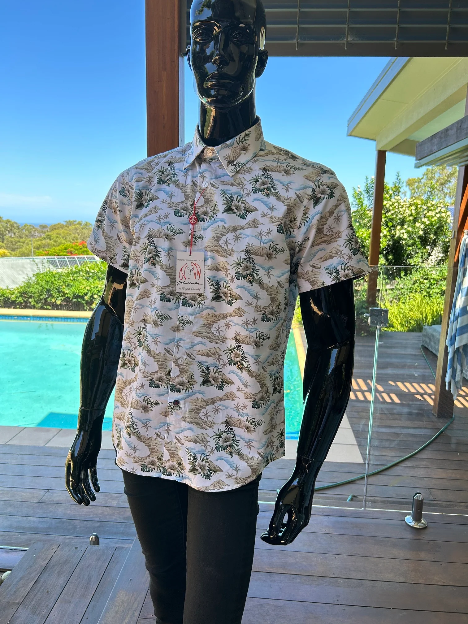 JOHN LENNON Mens Meadow Short Sleeve Hawaiian Shirt White - Image 6