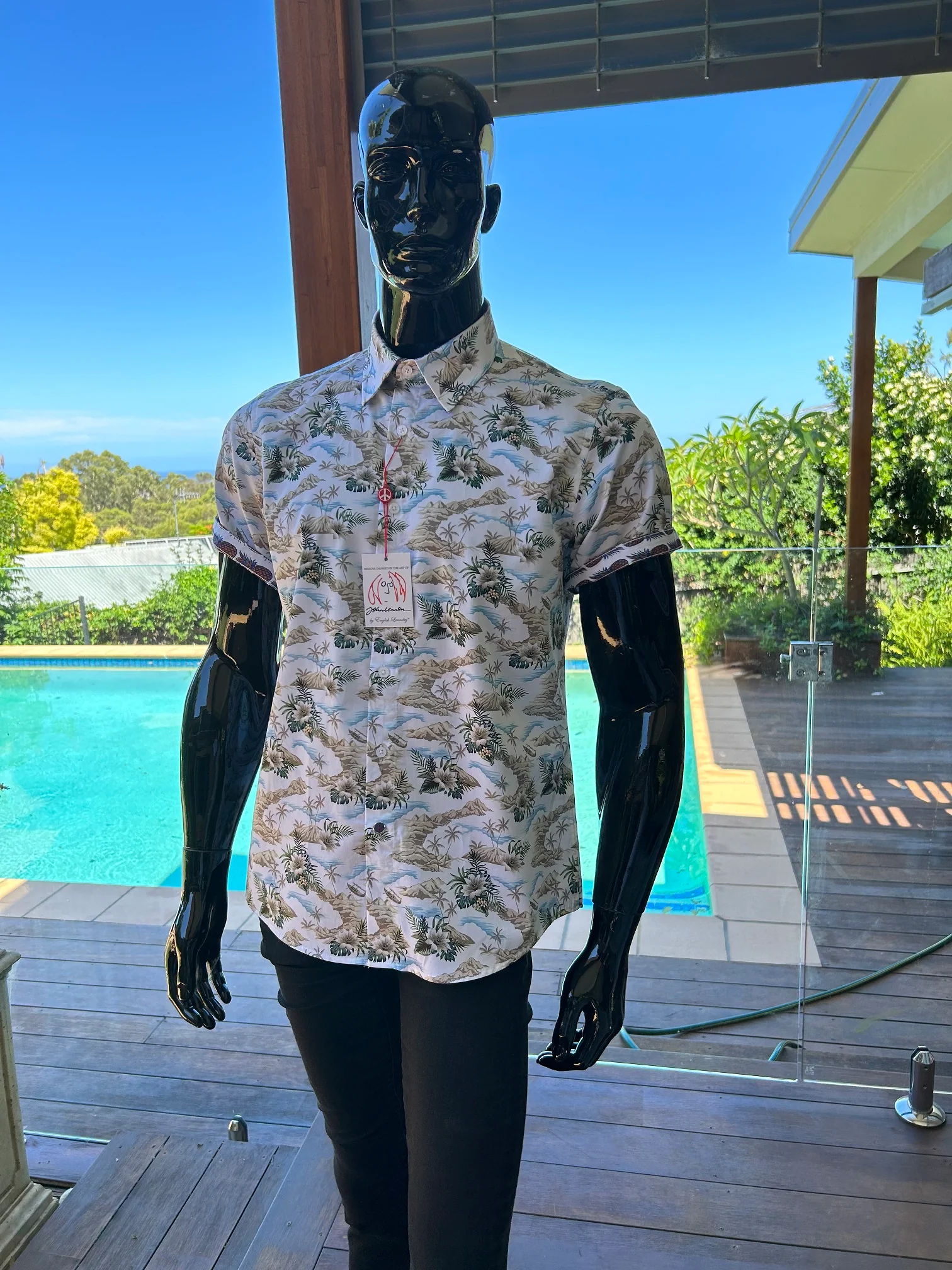JOHN LENNON Mens Meadow Short Sleeve Hawaiian Shirt White - Image 8