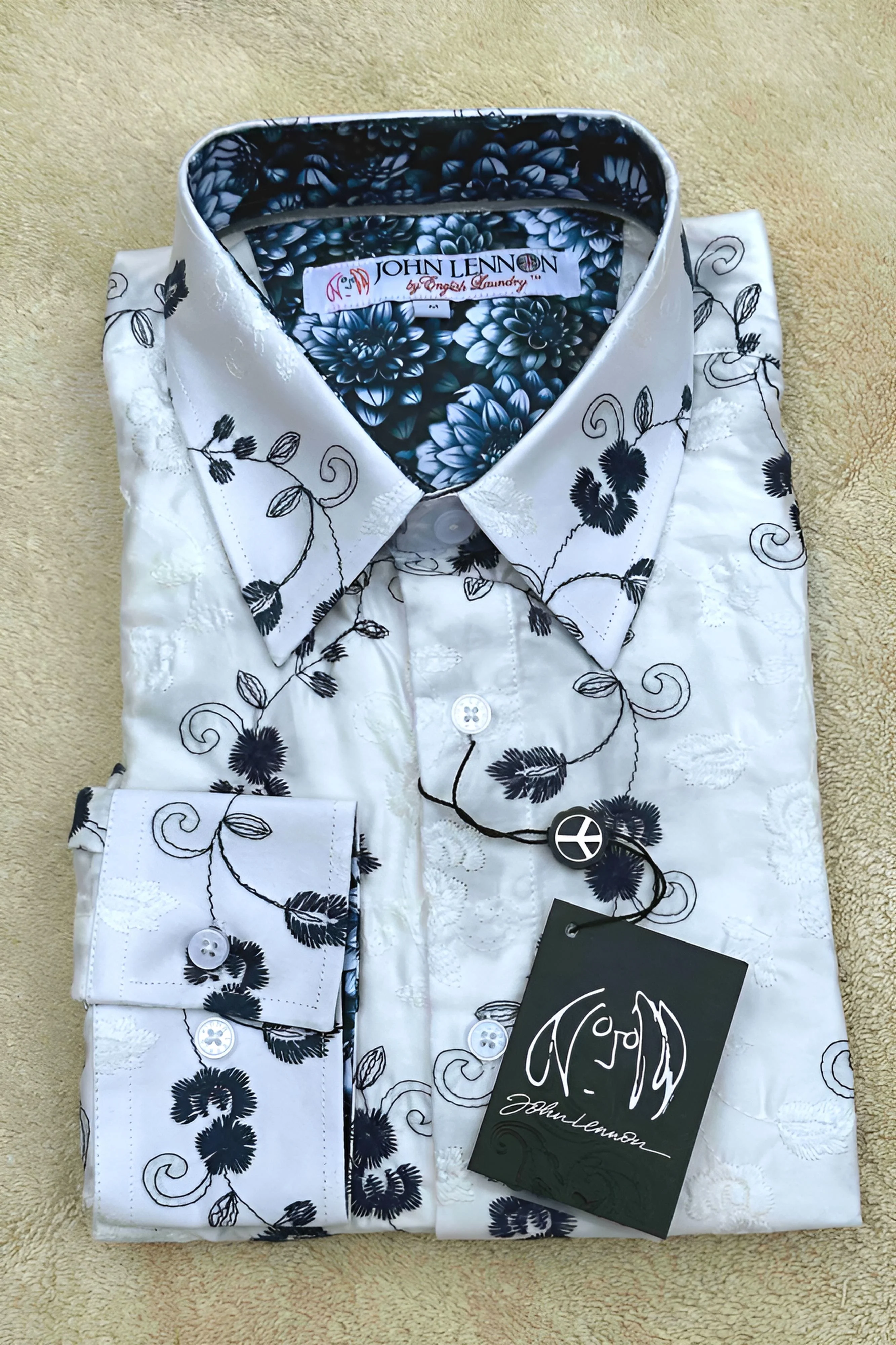 JOHN LENNON Mens Merry Hill Long Sleeve Shirt in White - Image 2