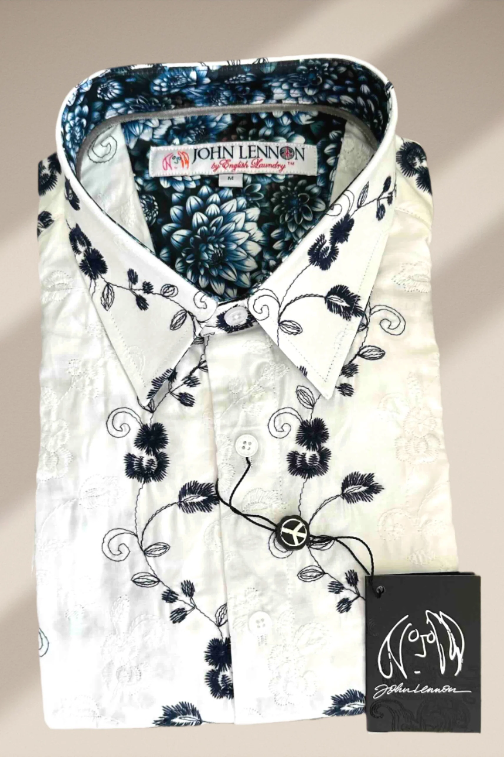 JOHN LENNON Mens Merry Hill Short Sleeve Shirt in White - Image 7