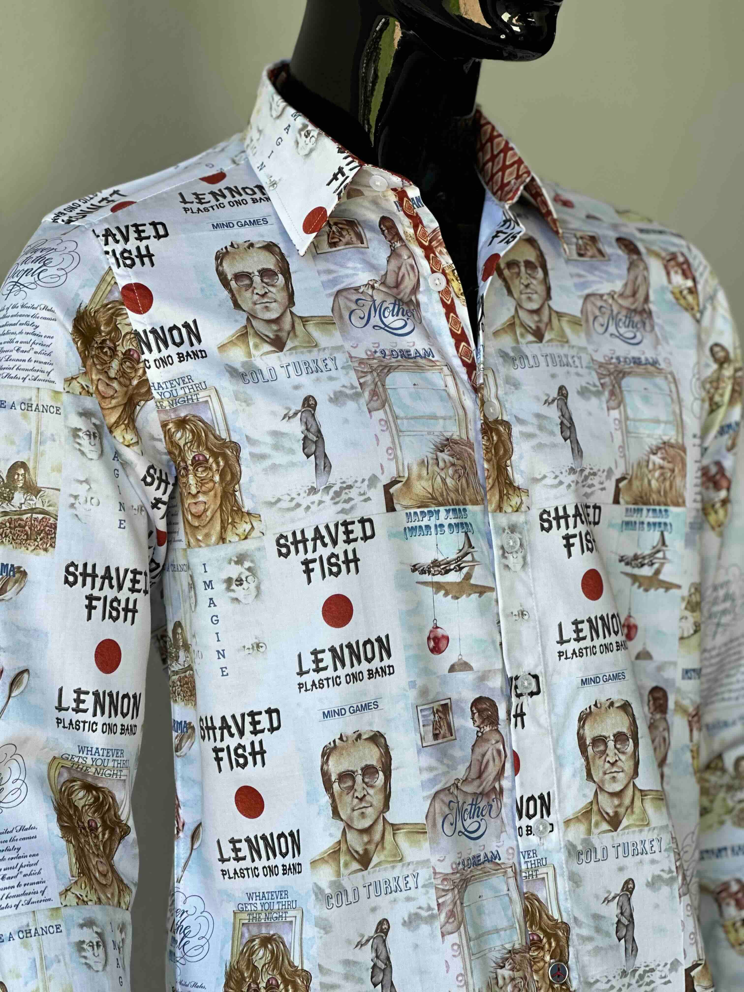 JOHN LENNON Mens Mind Games Long Sleeve Shirt in Putty - Image 14