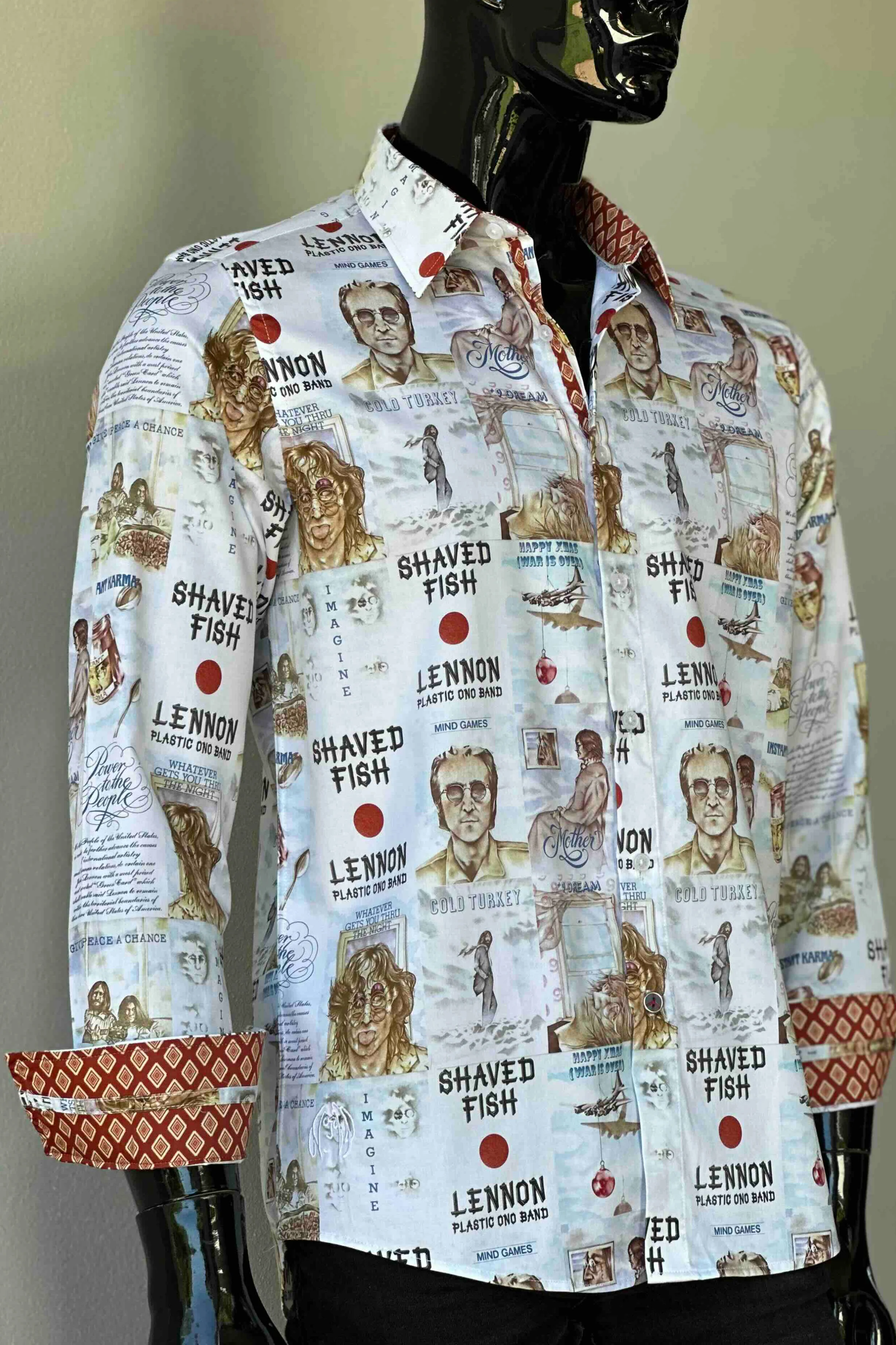 JOHN LENNON Mens Mind Games Long Sleeve Shirt in Putty - Image 2