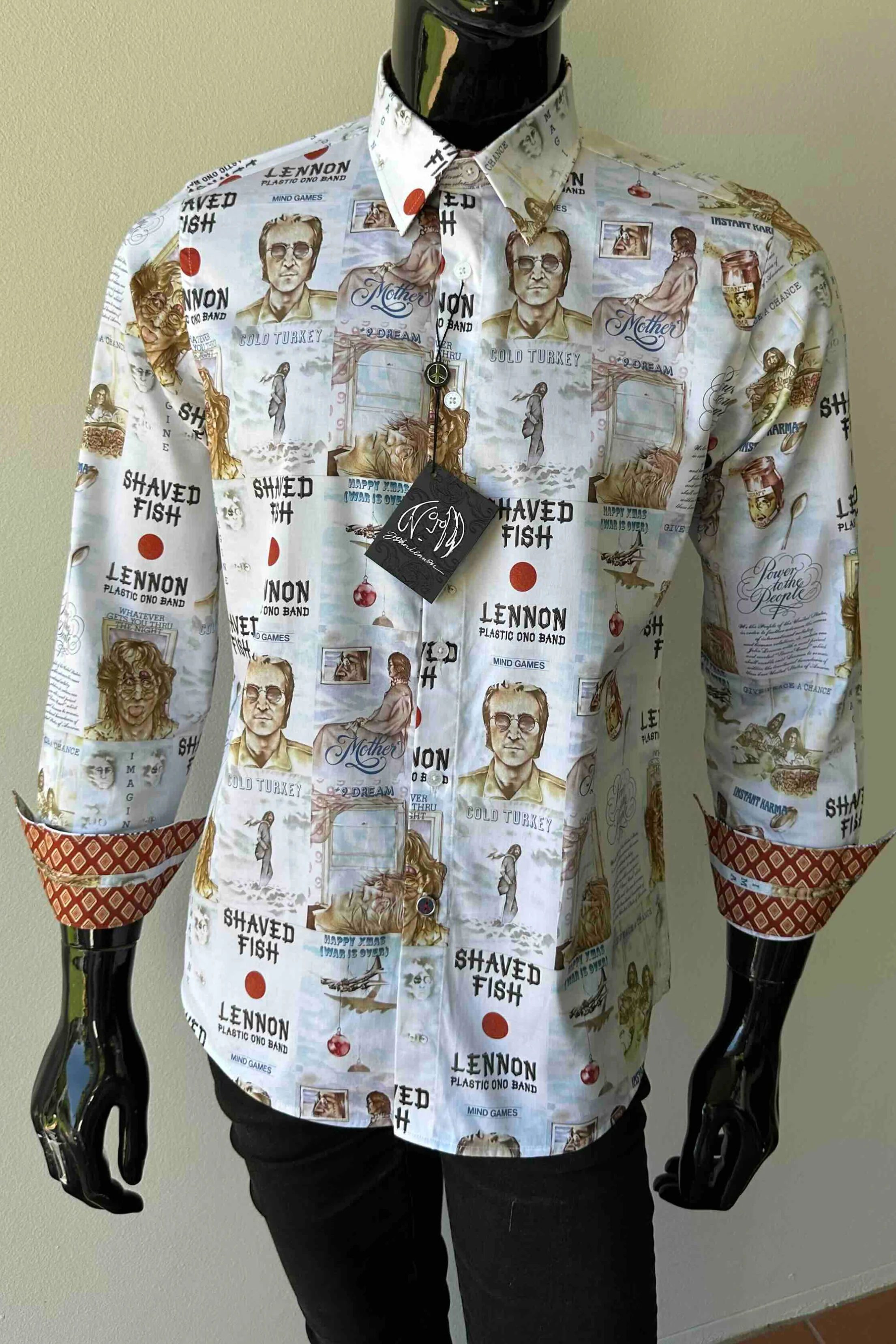 JOHN LENNON Mens Mind Games Long Sleeve Shirt in Putty - Image 5