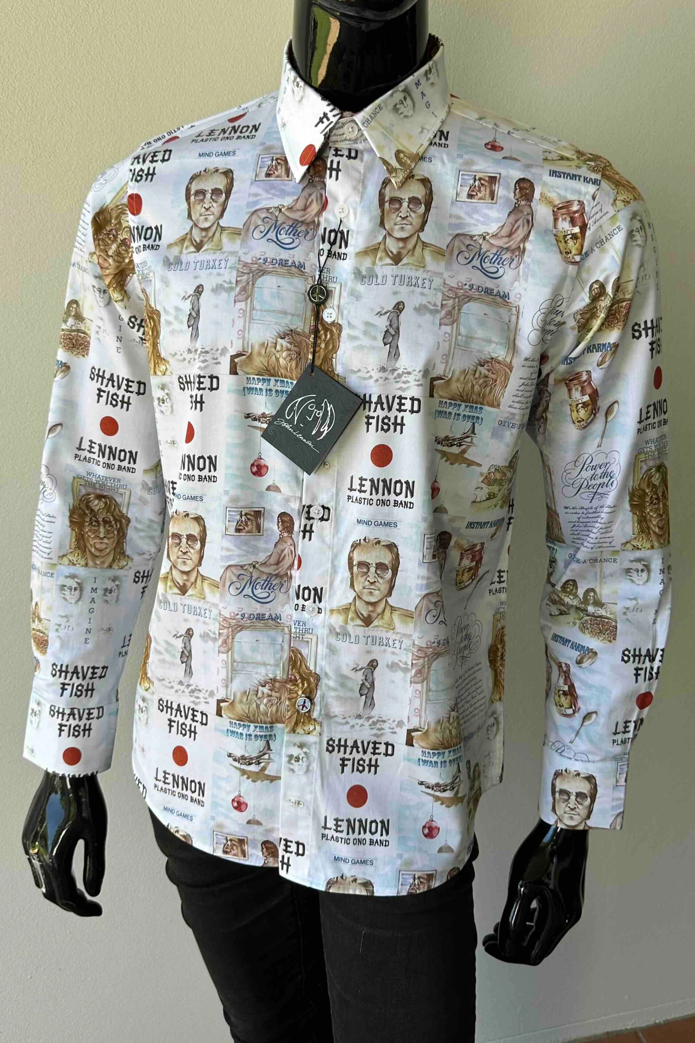 JOHN LENNON Mens Mind Games Long Sleeve Shirt in Putty - Image 6