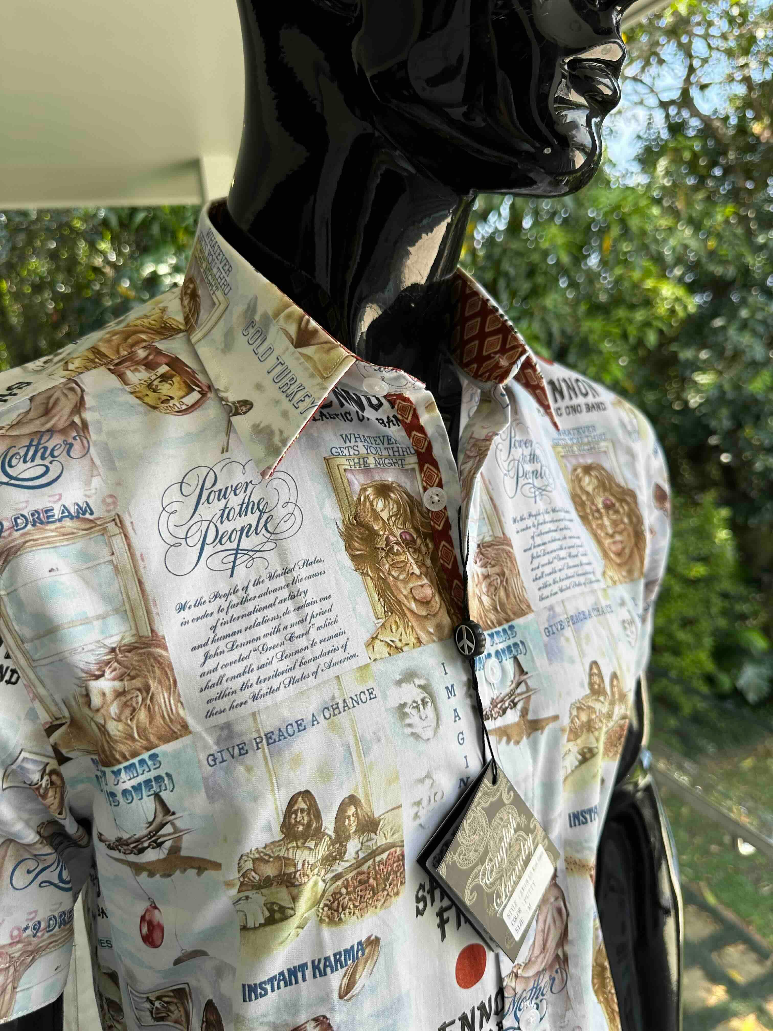 JOHN LENNON Mens Mind Games Short Sleeve Shirt in Putty - Image 2