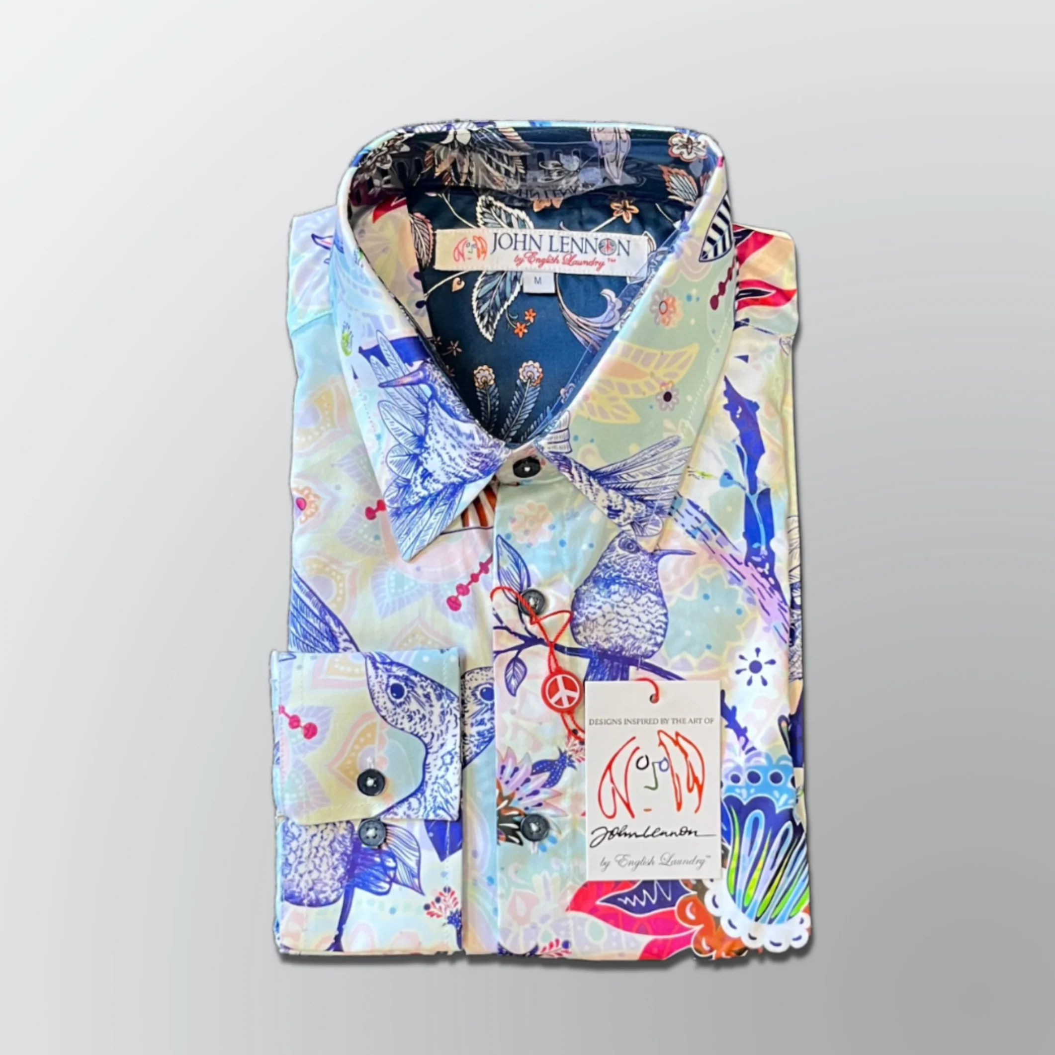 JOHN LENNON Mens Mountfield Long Sleeve Shirt Aqua - Image 10