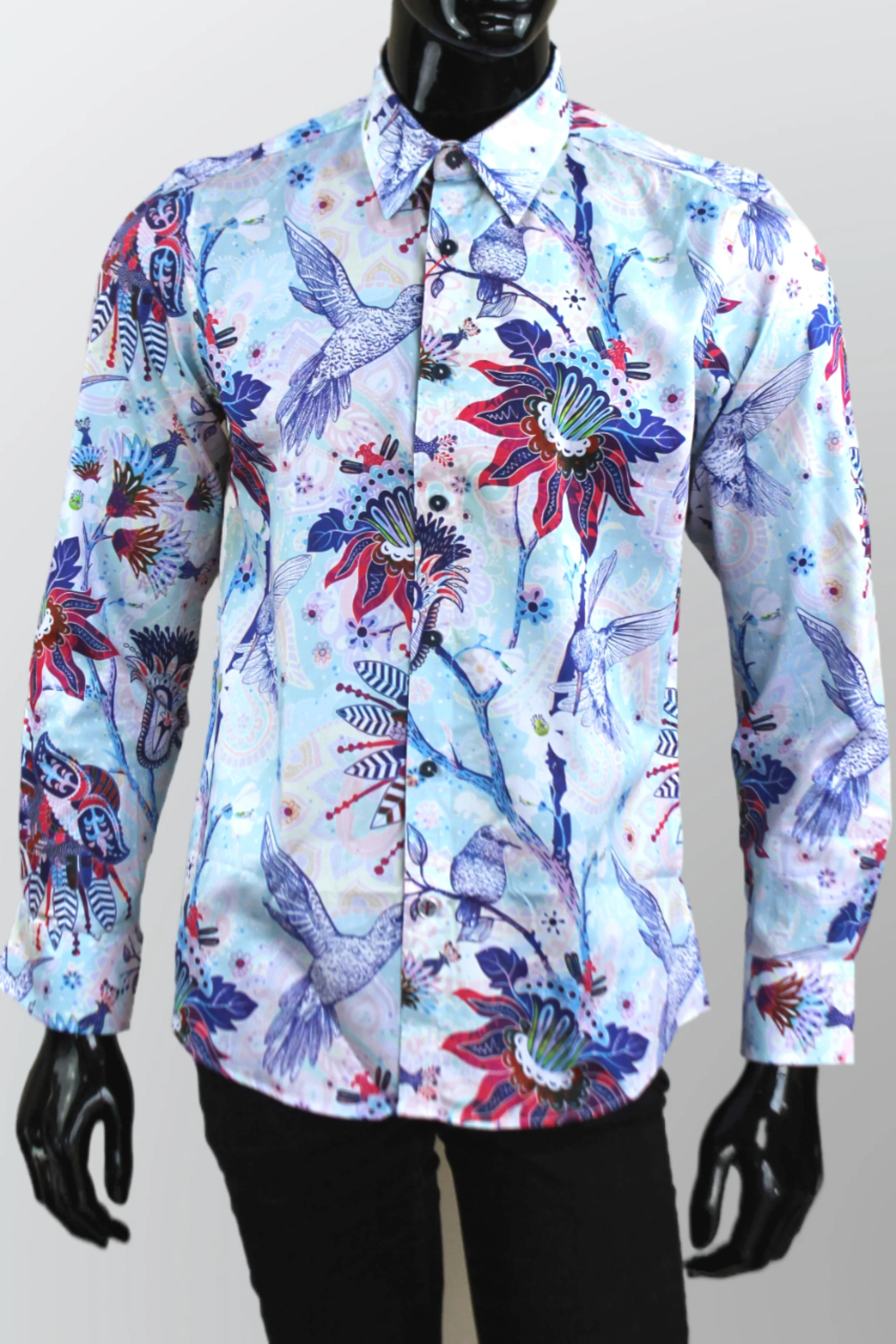 JOHN LENNON Mens Mountfield Long Sleeve Shirt Aqua - Image 3