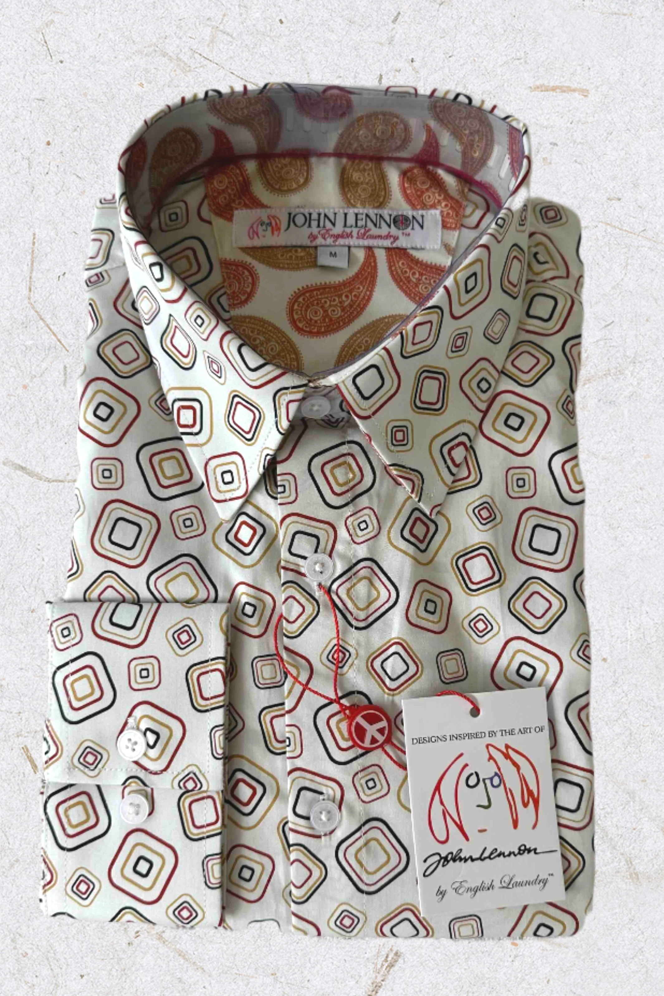JOHN LENNON Mens Oxford Road Long Sleeve Shirt - Sand - Image 4