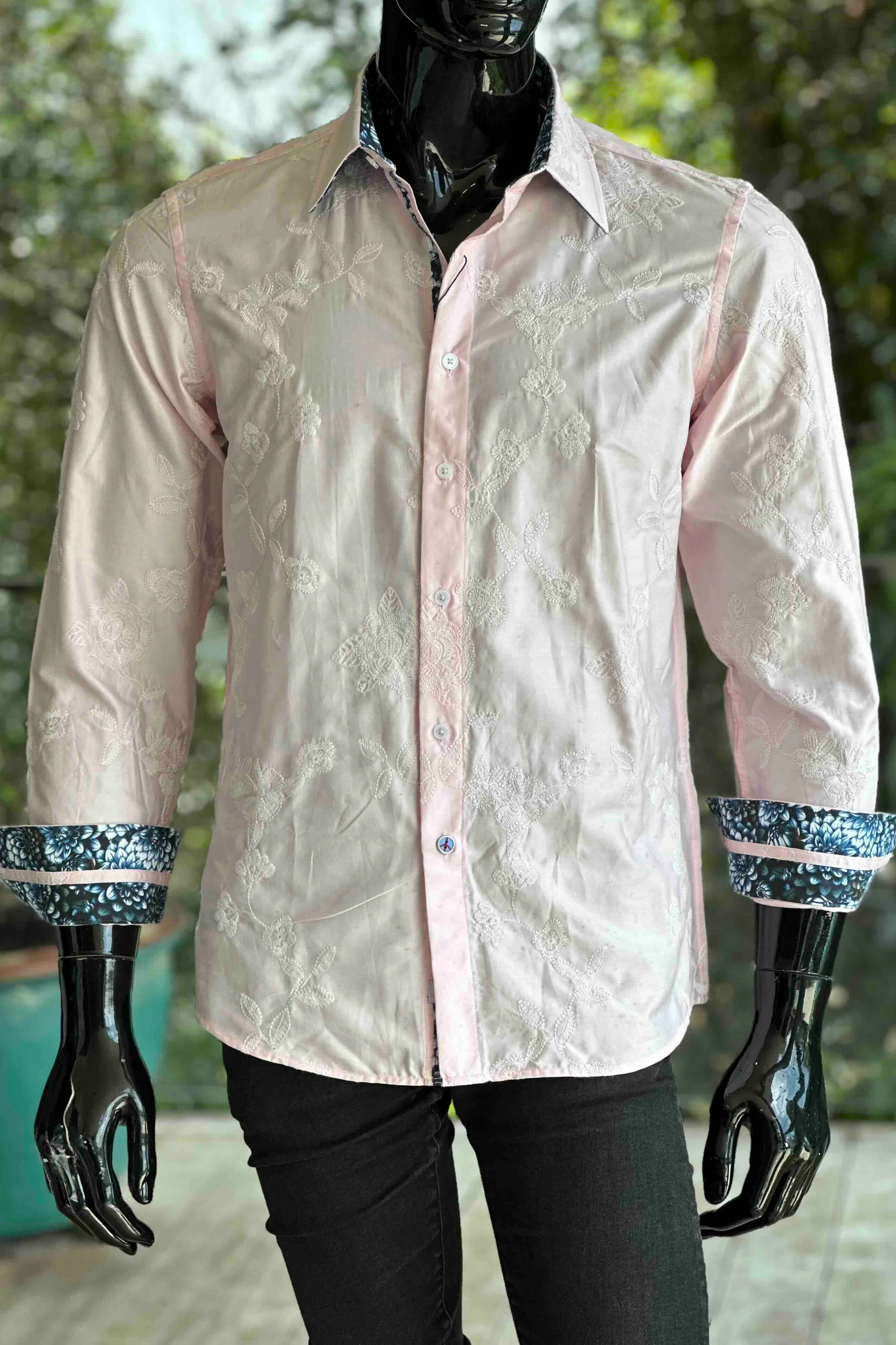 JOHN LENNON Mens Pemperdon Long Sleeve Shirt in Pink