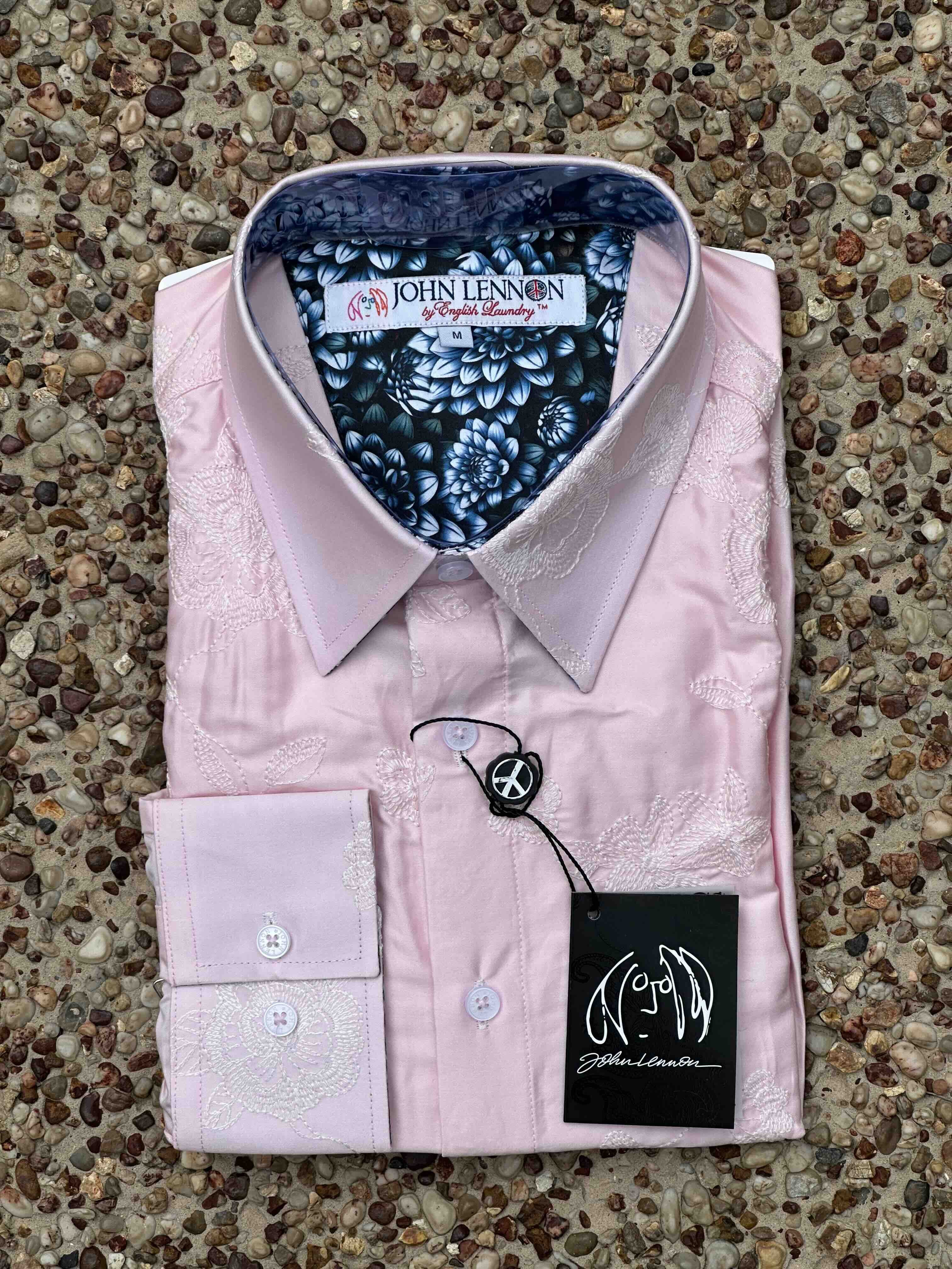 JOHN LENNON Mens Pemperdon Long Sleeve Shirt in Pink - Image 9