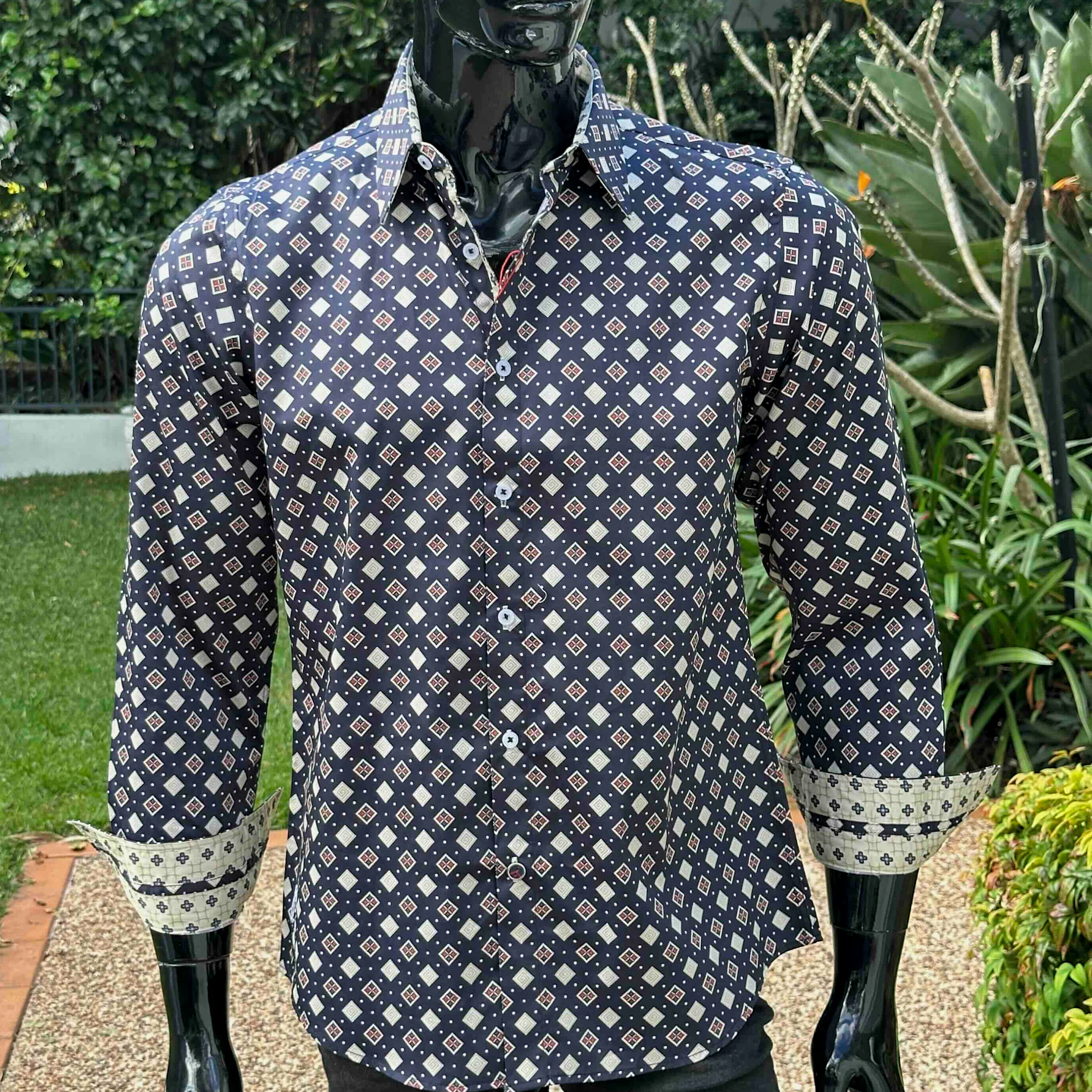 JOHN LENNON Mens Rochdale Long Sleeve Shirt - Ink - Image 3