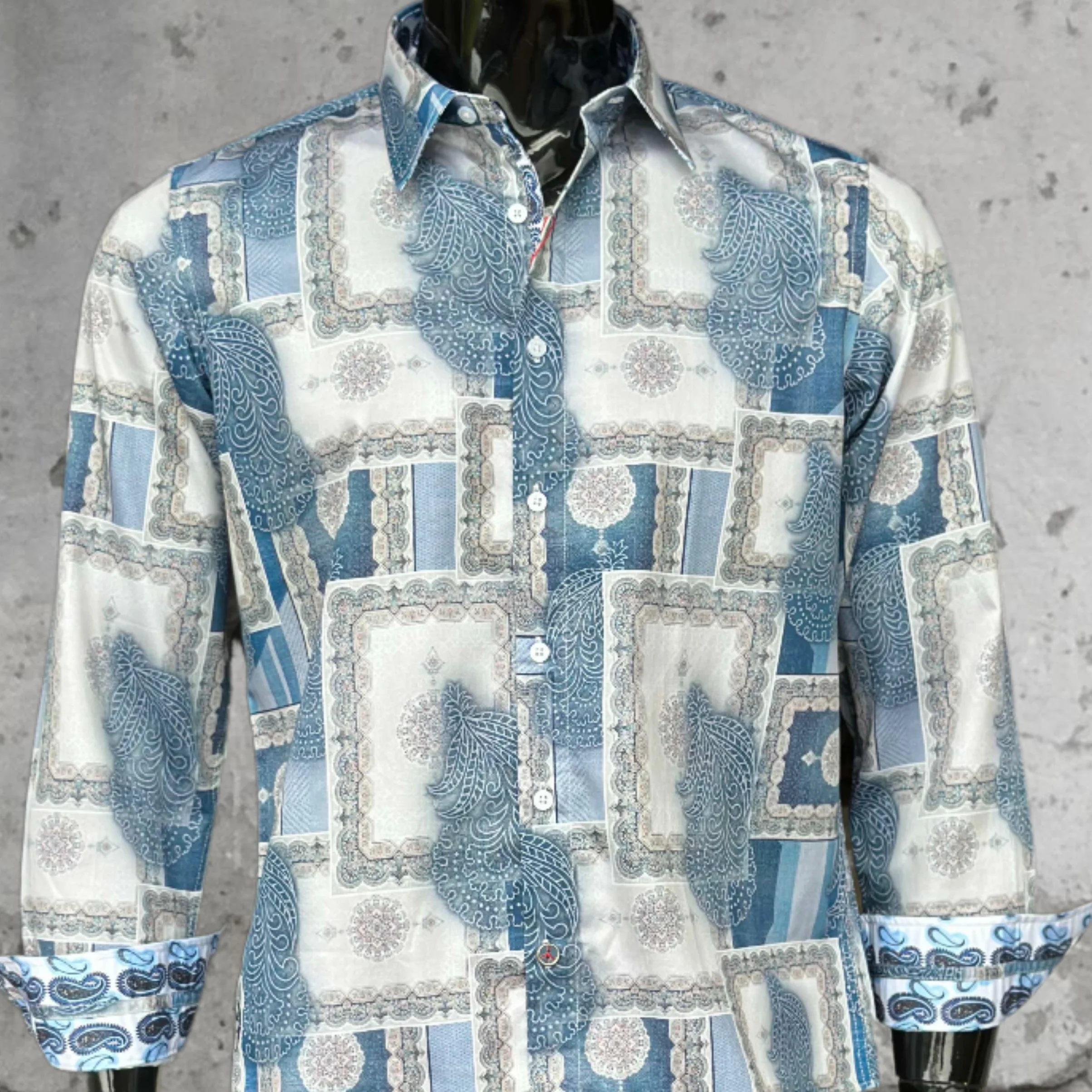 JOHN LENNON Mens Salford Long Sleeve Shirt - Blue Mist - Image 16