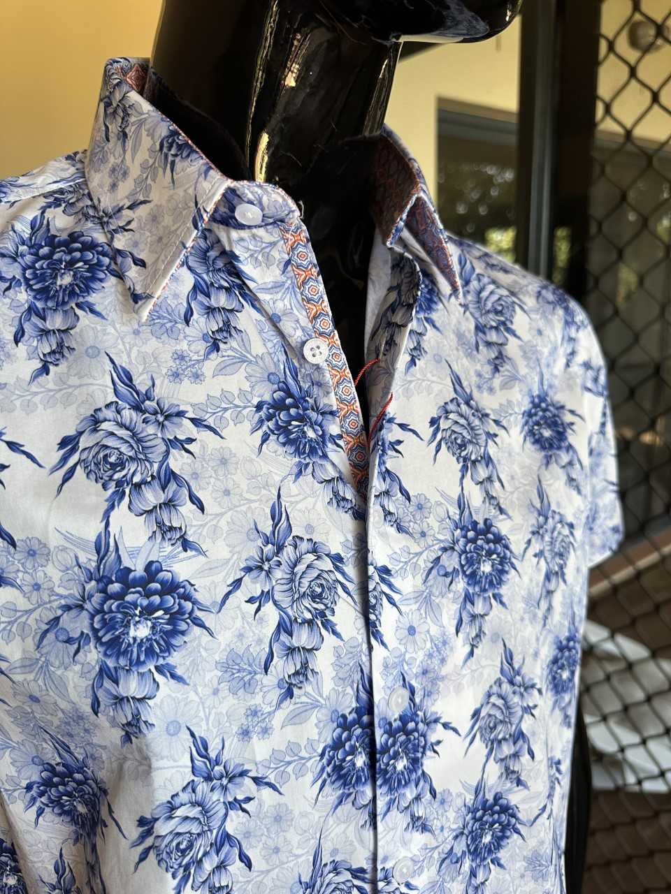JOHN LENNON Mens Sheffield Short Sleeve Paisley Shirt - Blue - Image 7