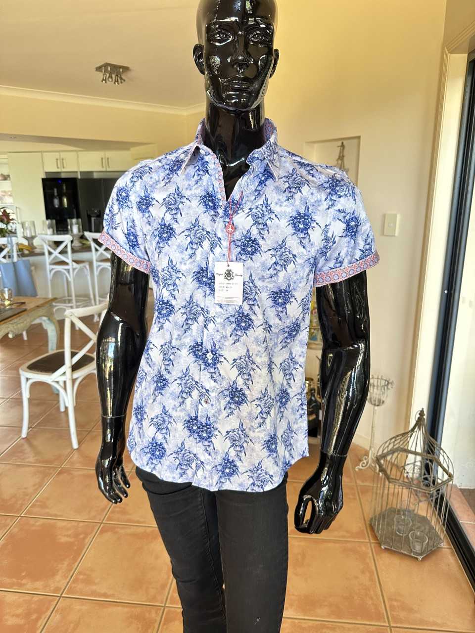 JOHN LENNON Mens Sheffield Short Sleeve Paisley Shirt - Blue - Image 8