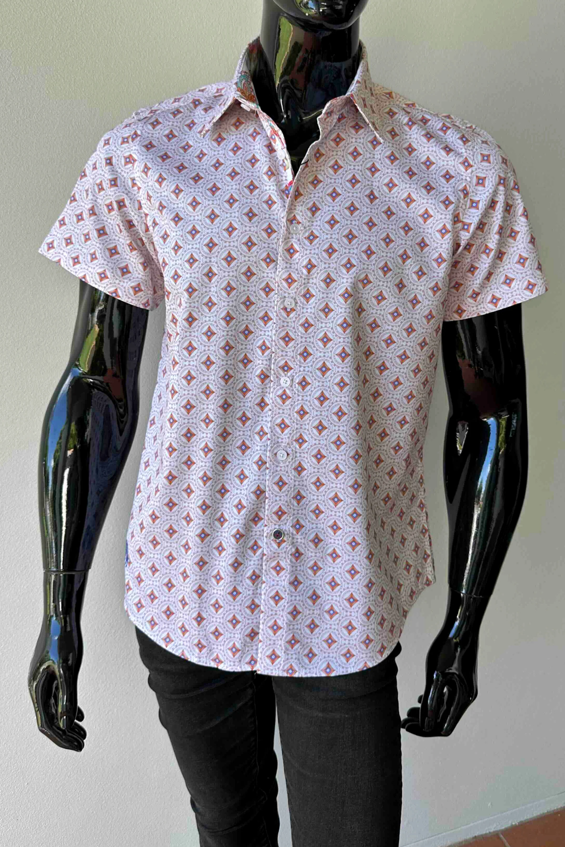 JOHN LENNON Mens Spalding Short Sleeve Shirt in Ecru - Image 3