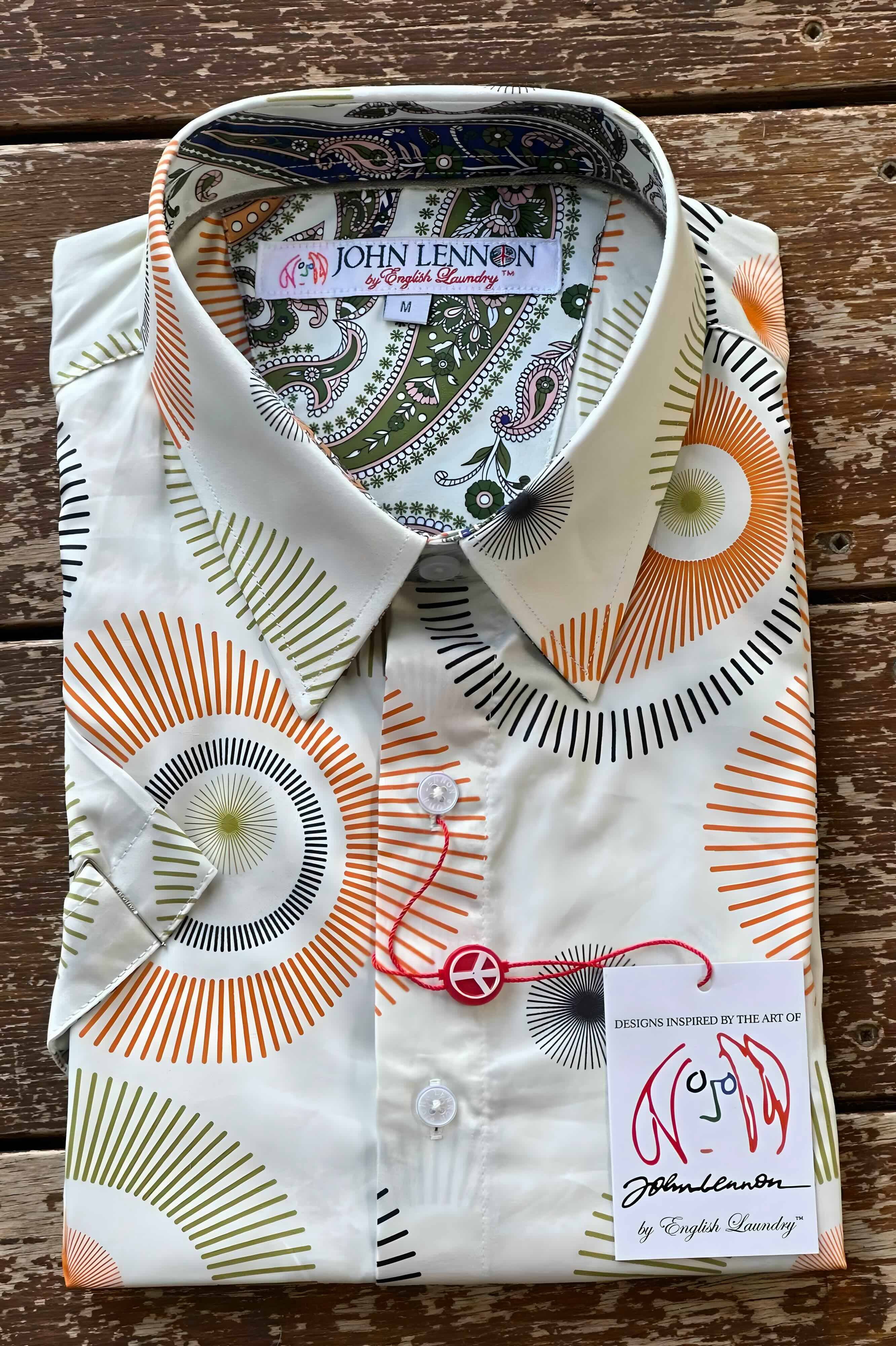 JOHN LENNON Mens St Albans Short Sleeve Shirt - Melon - Image 2