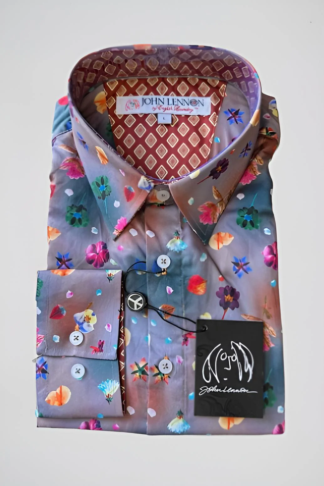 JOHN LENNON Mens Stockport Long Sleeve Shirt Mauve - Image 2