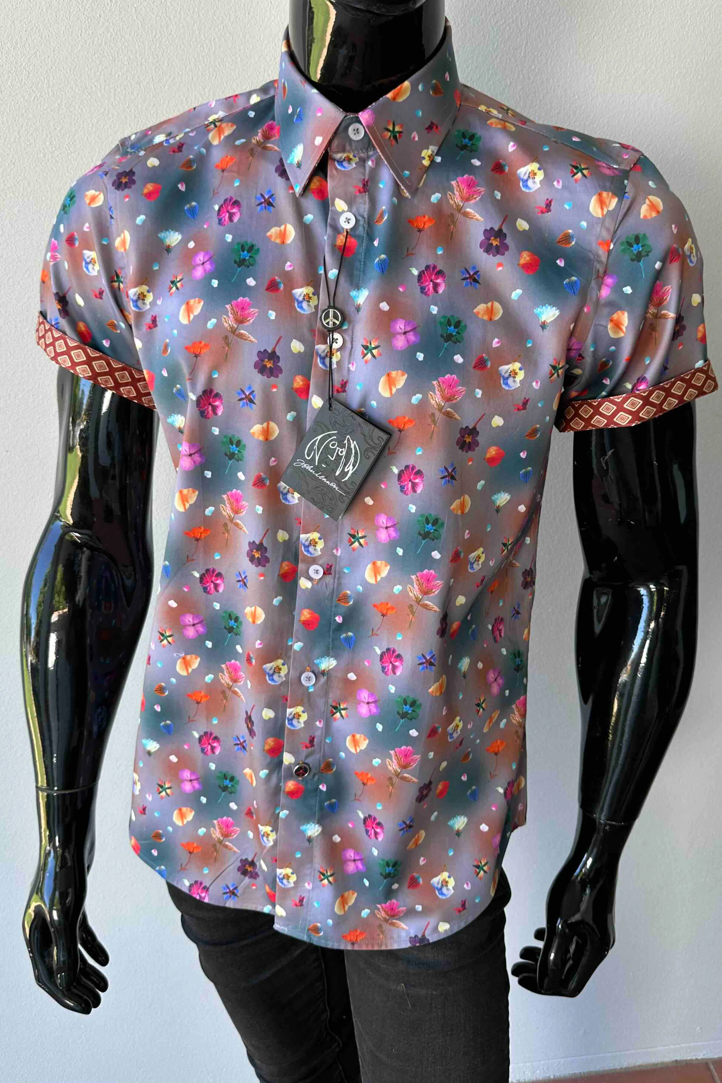JOHN LENNON Mens Stockport Short Sleeve Shirt Mud - Image 4