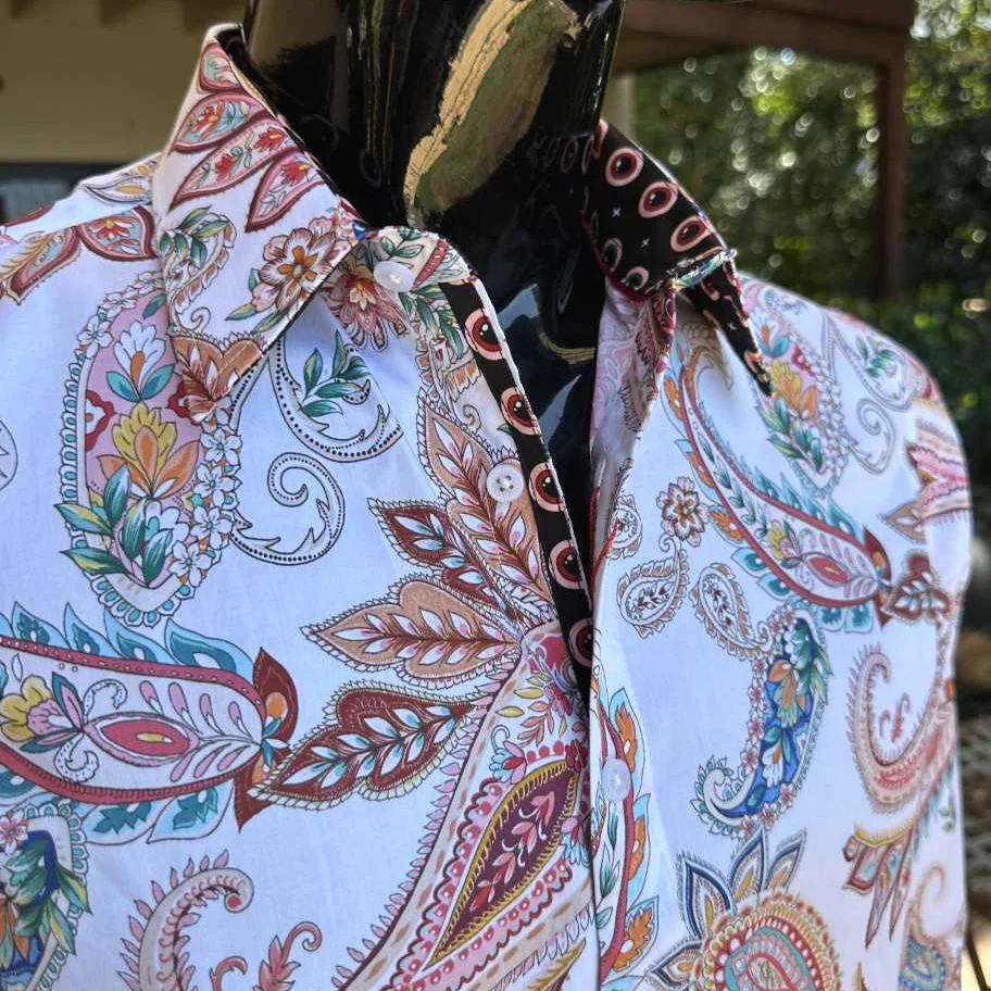 JOHN LENNON Mens Stoke Long Sleeve Paisley Shirt - White - Image 2