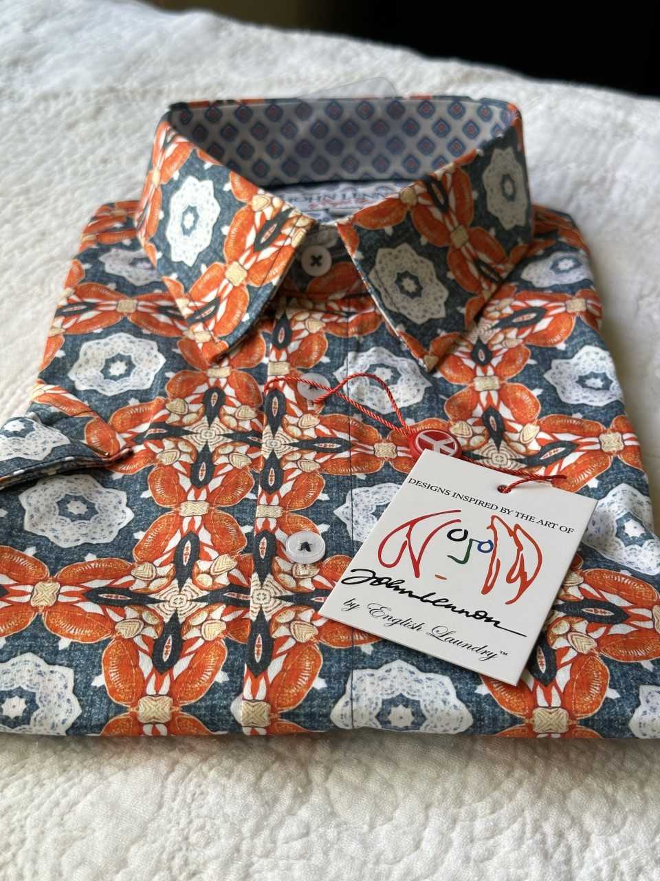 JOHN LENNON Mens Sunderland Short Sleeve Shirt - Tangerine - Image 5
