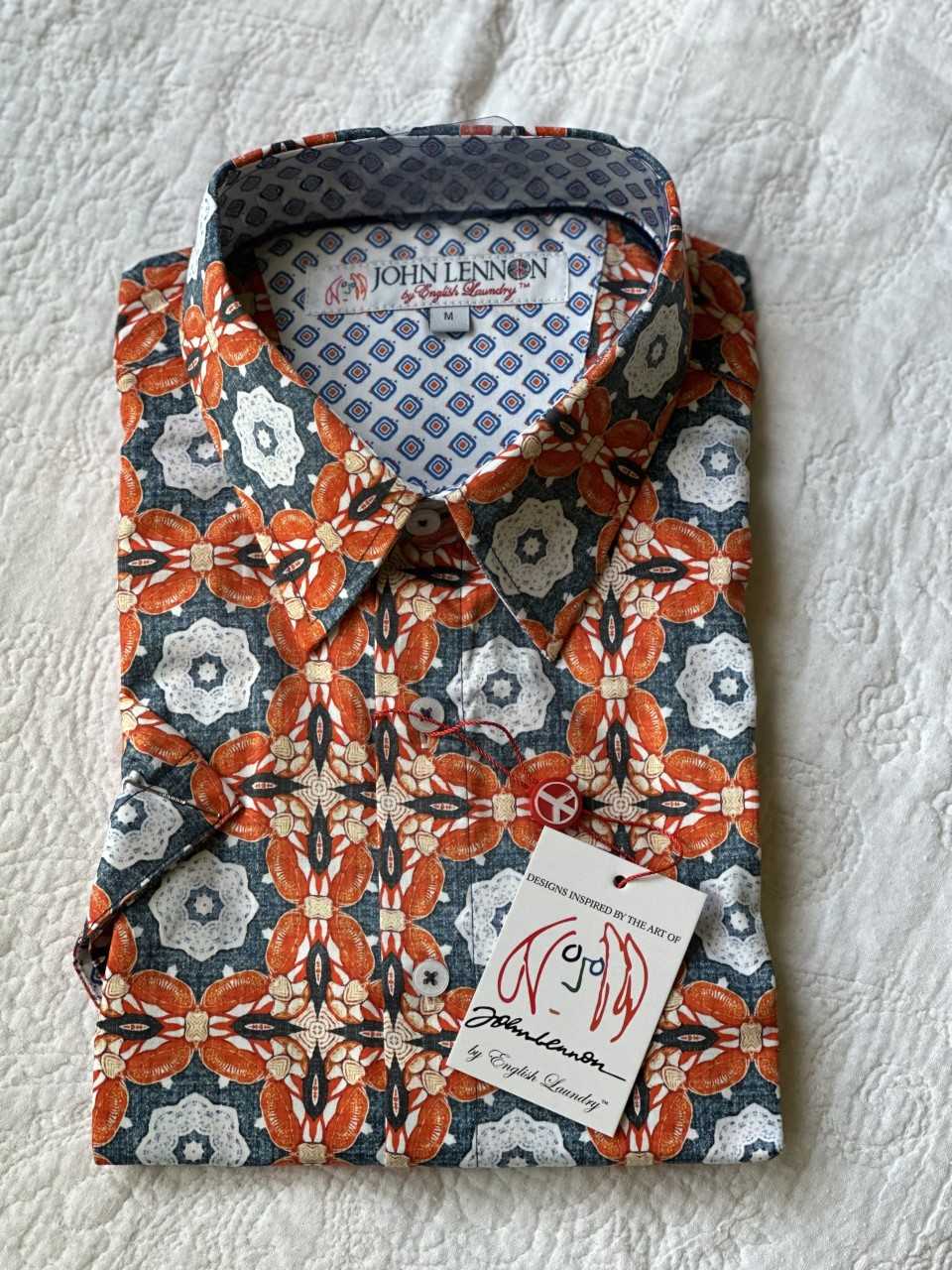 JOHN LENNON Mens Sunderland Short Sleeve Shirt - Tangerine - Image 6