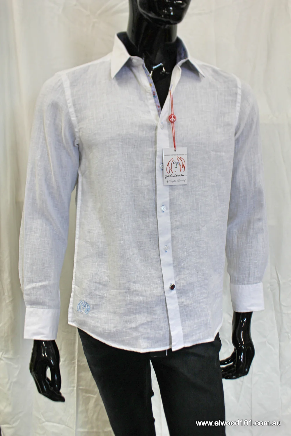 John Lennon Mens Sutton Linen Shirt - White - Image 14