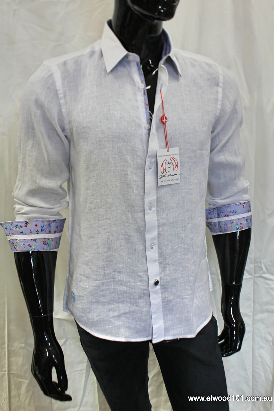 John Lennon Mens Sutton Linen Shirt - White - Image 2