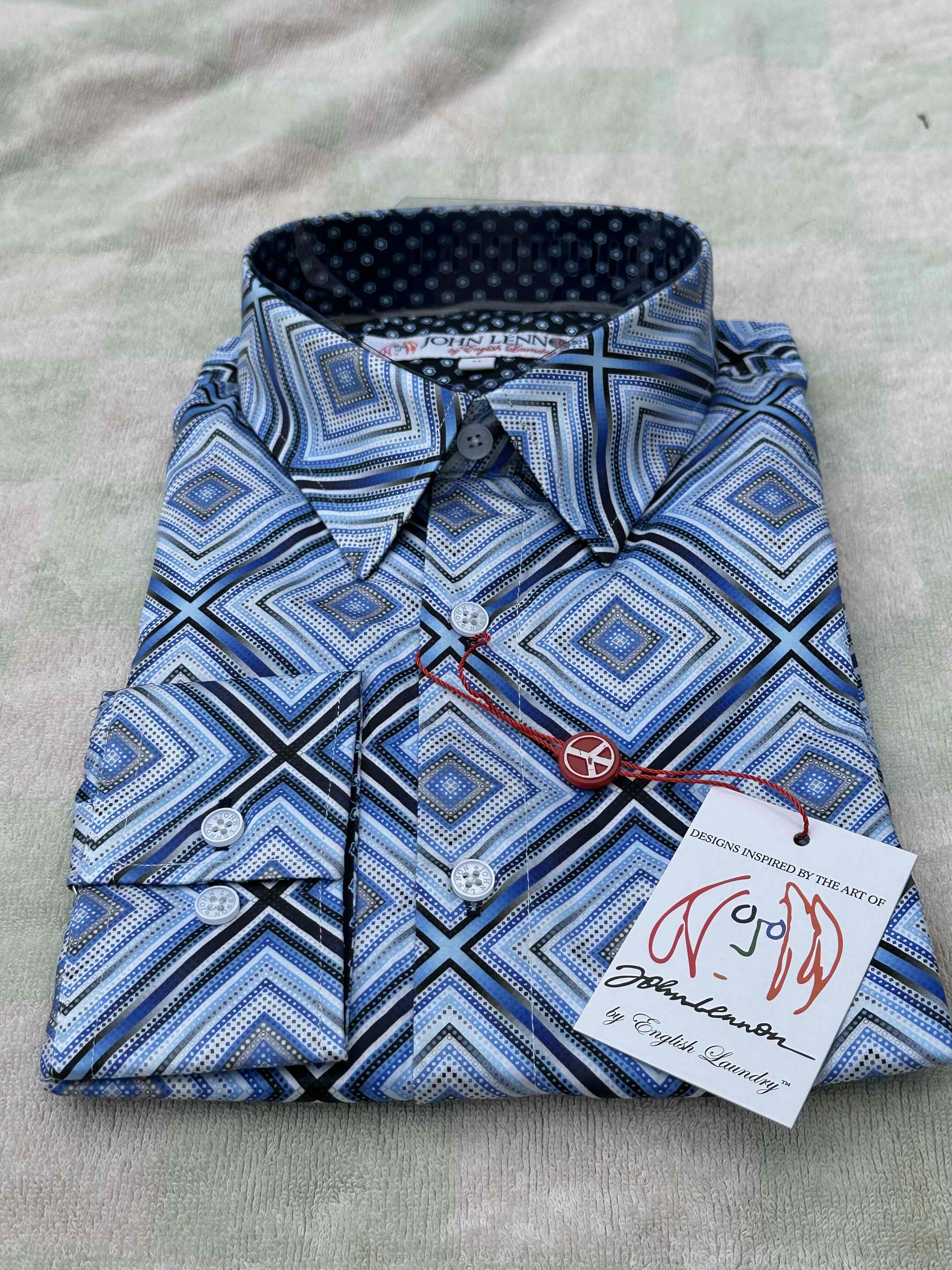 JOHN LENNON Mens Sutton Long Sleeve Shirt - Blue - Image 14