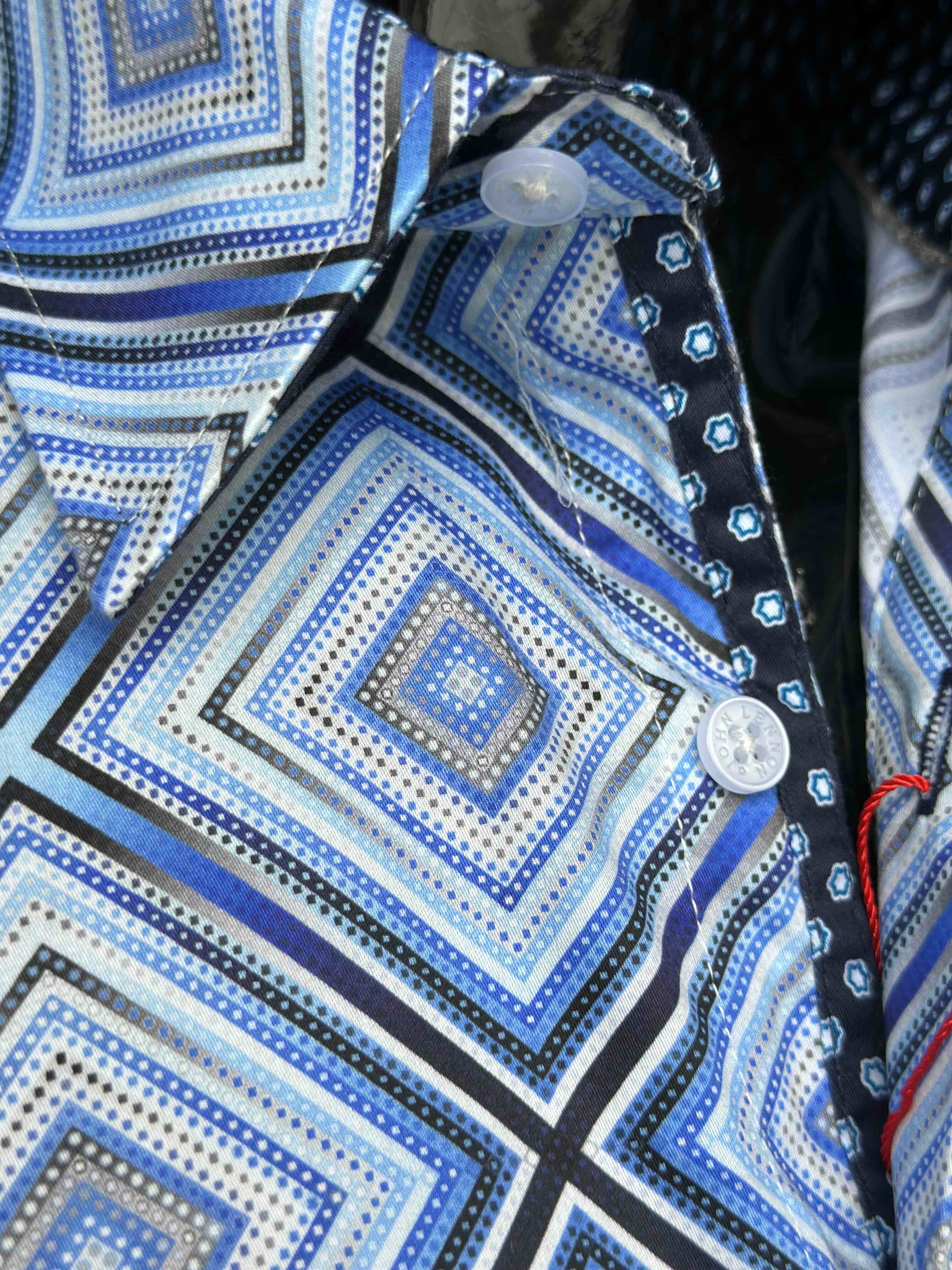 JOHN LENNON Mens Sutton Long Sleeve Shirt - Blue - Image 3