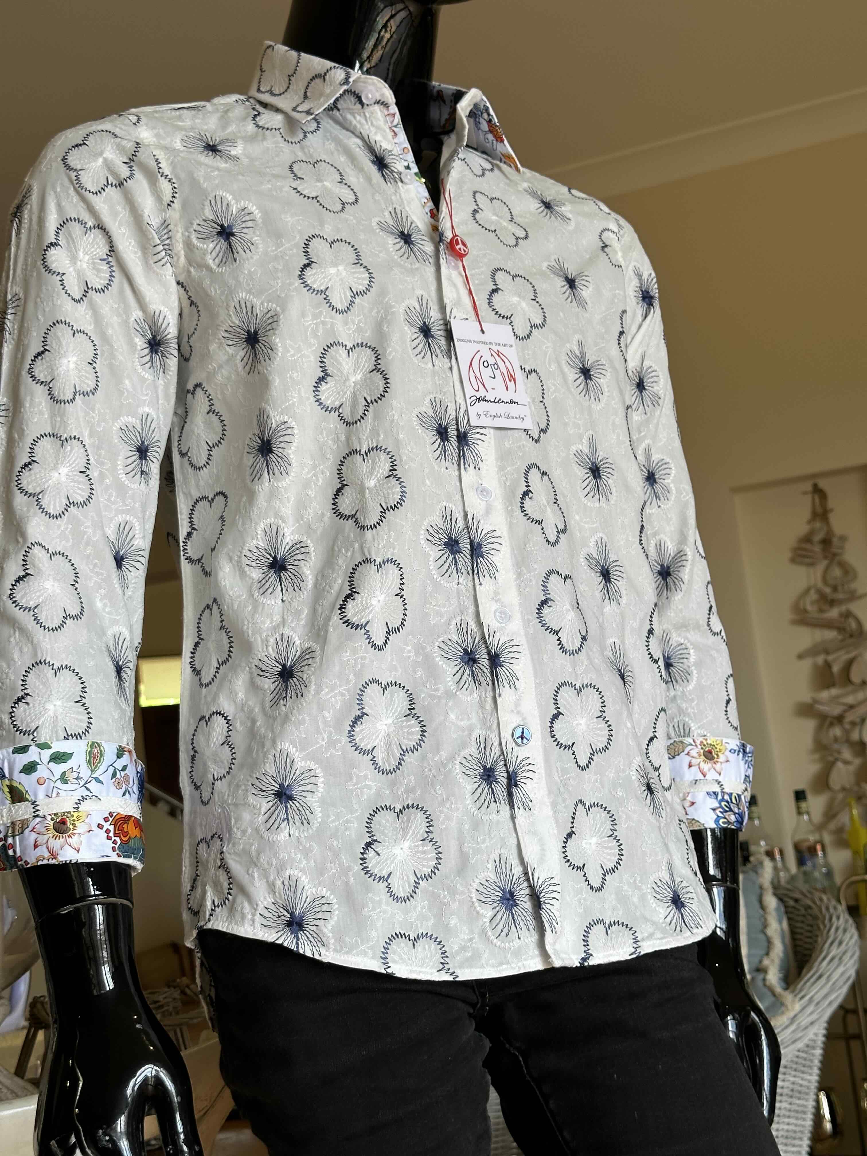JOHN LENNON Mens Tiptree Long Sleeve Shirt - White - Image 11