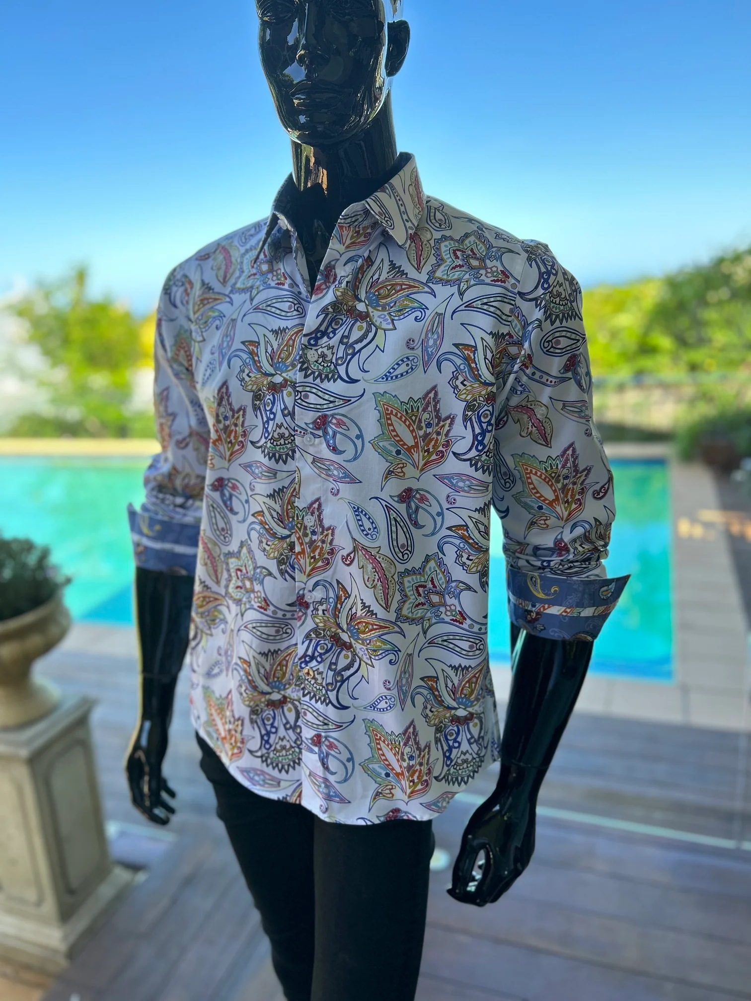 JOHN LENNON Mens Villa Park Long Sleeve Paisley Shirt White - Image 13
