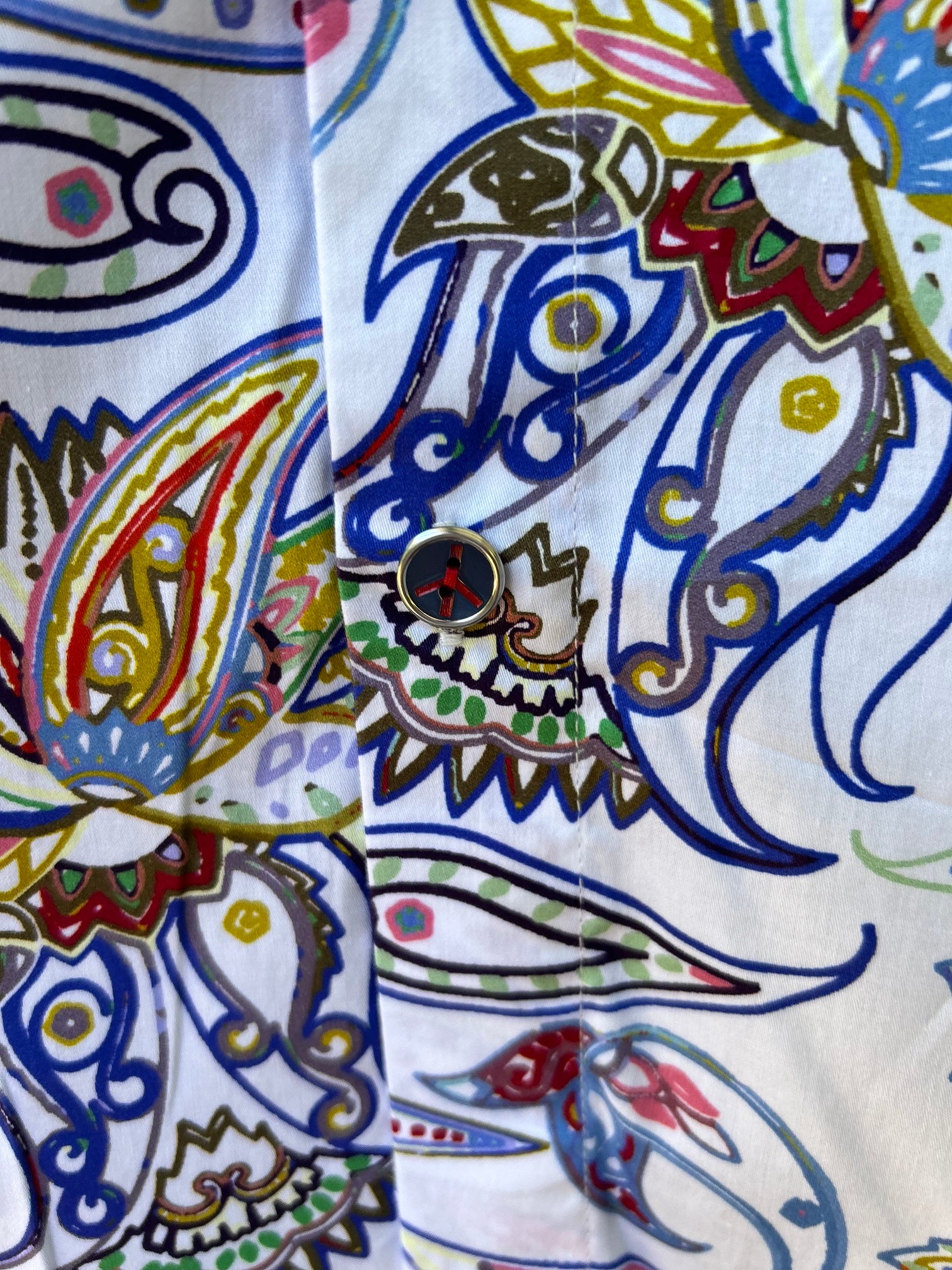 JOHN LENNON Mens Villa Park Long Sleeve Paisley Shirt White - Image 3