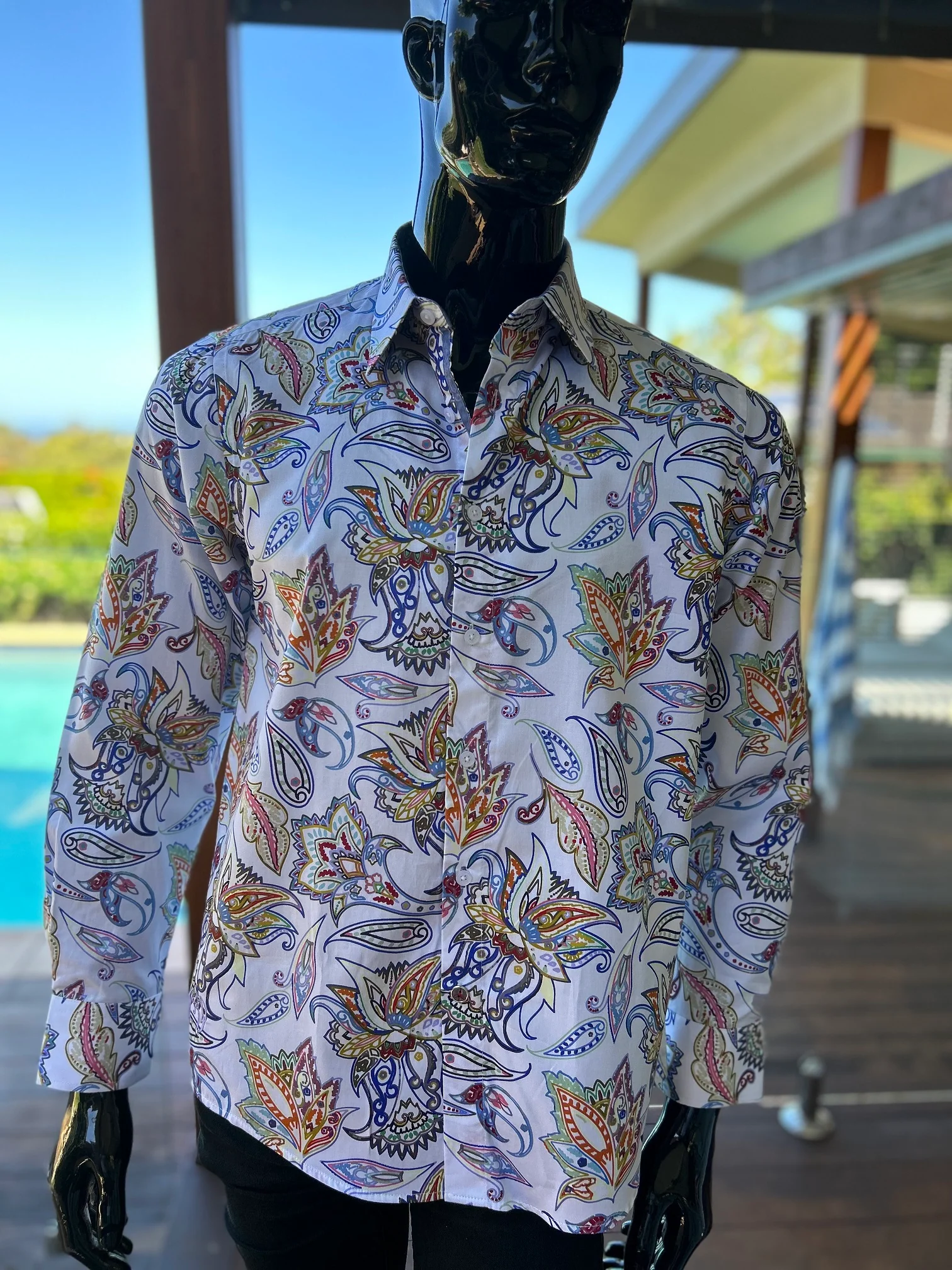 JOHN LENNON Mens Villa Park Long Sleeve Paisley Shirt White - Image 4