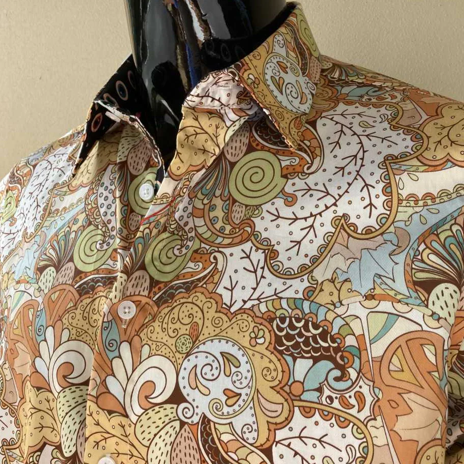 JOHN LENNON Mens Watford Long Sleeve Paisley Shirt - Mustard - Image 5