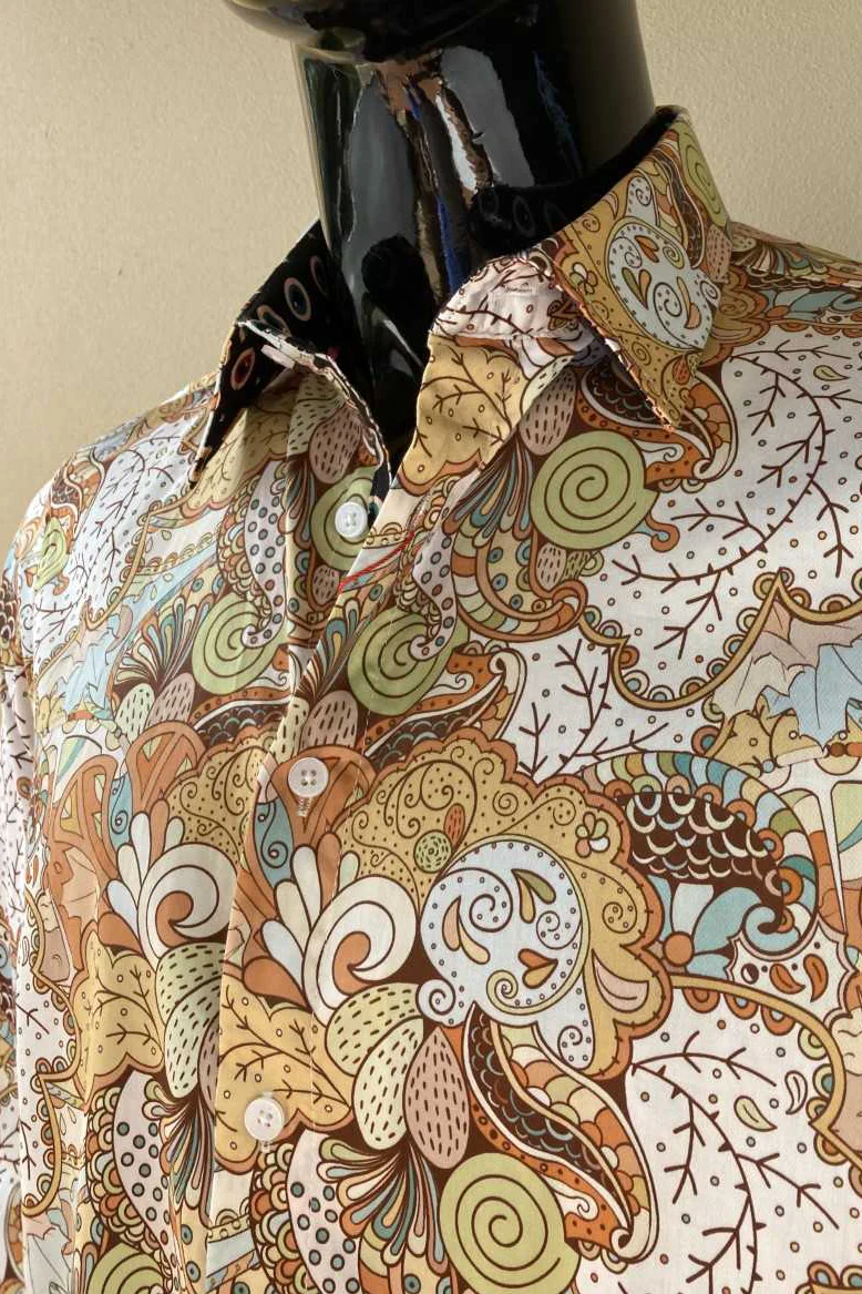 JOHN LENNON Mens Watford Long Sleeve Paisley Shirt - Mustard - Image 7